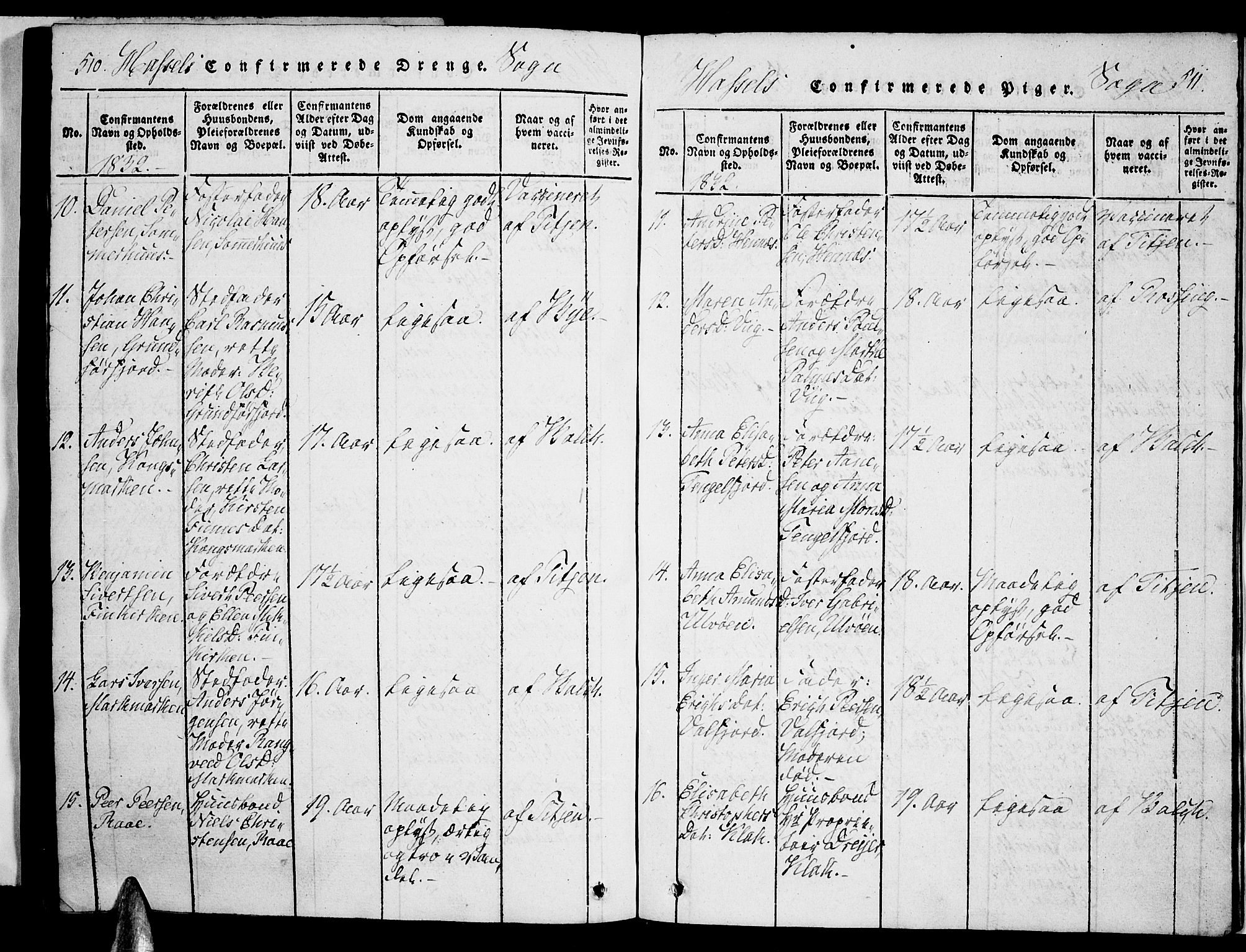 Ministerialprotokoller, klokkerbøker og fødselsregistre - Nordland, AV/SAT-A-1459/888/L1237: Parish register (official) no. 888A05 /1, 1820-1836, p. 510-511