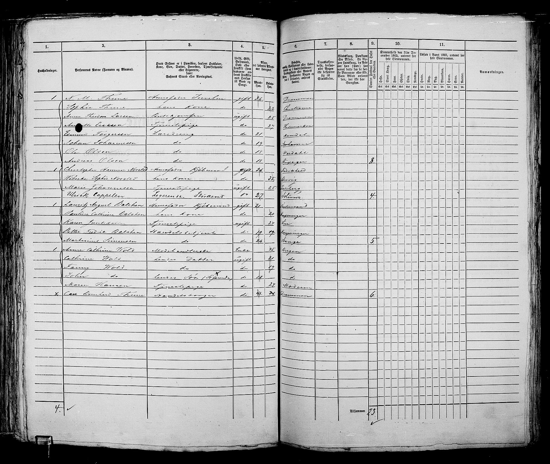 RA, 1865 census for Kristiania, 1865, p. 1957