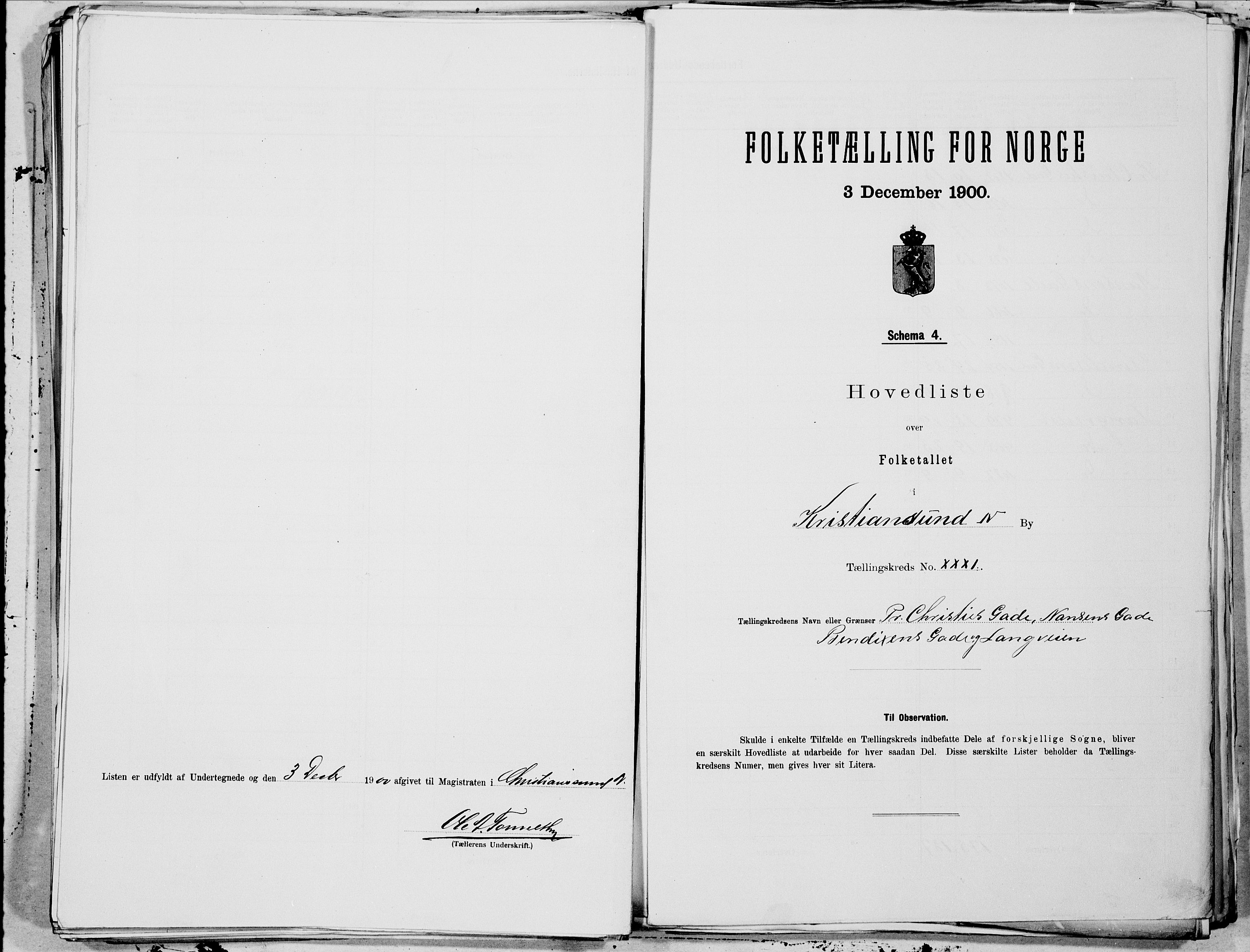 SAT, 1900 census for Kristiansund, 1900, p. 62