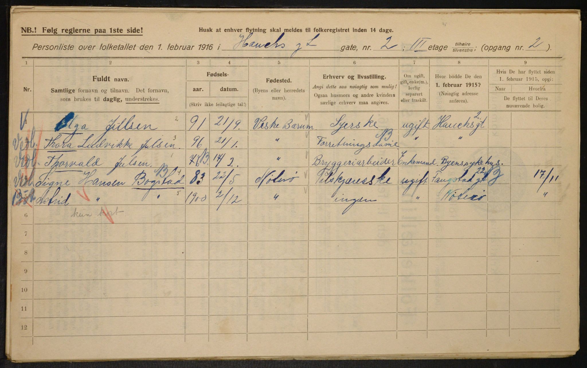 OBA, Municipal Census 1916 for Kristiania, 1916, p. 35655