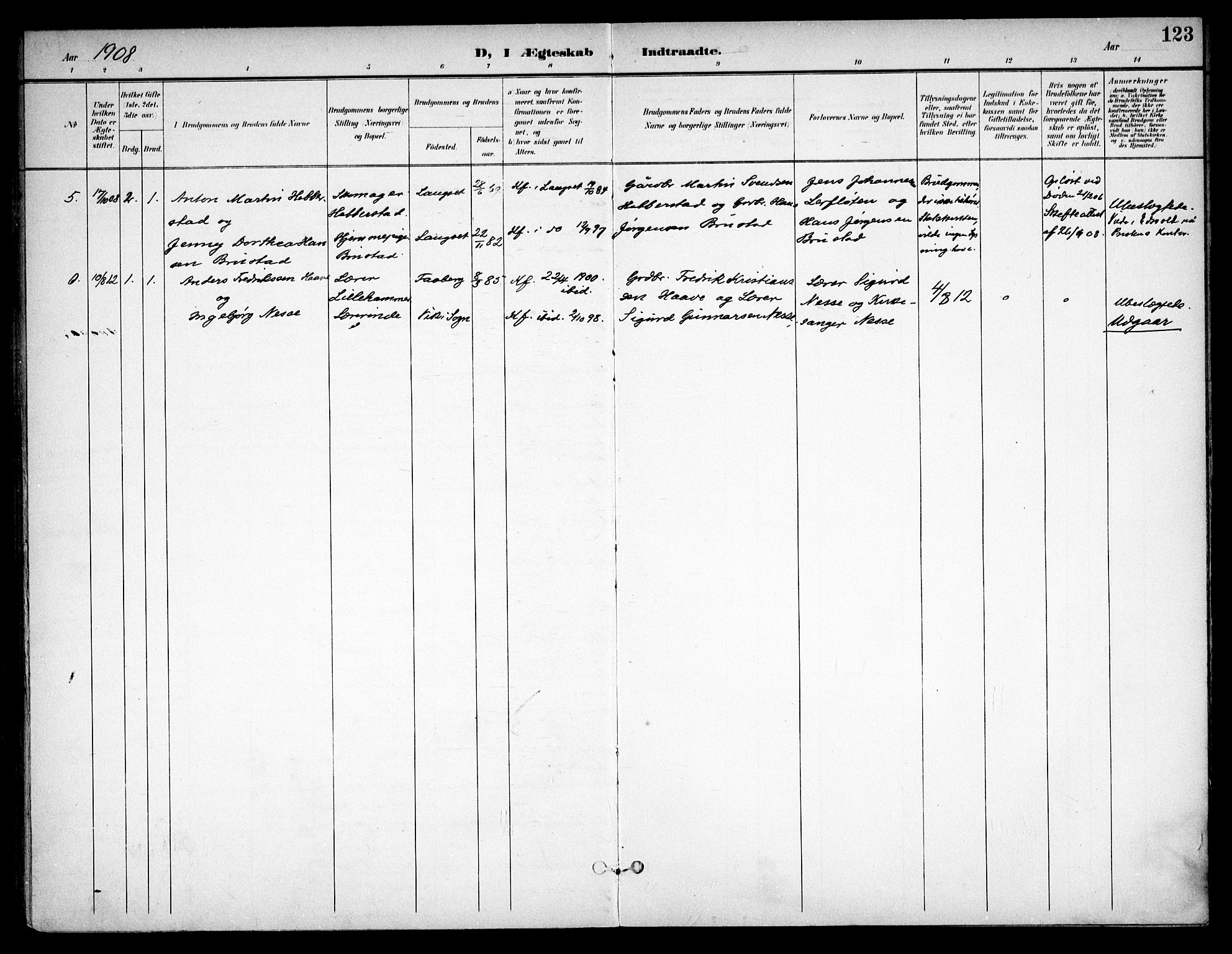 Eidsvoll prestekontor Kirkebøker, SAO/A-10888/F/Fb/L0003: Parish register (official) no. II 3, 1898-1909, p. 123