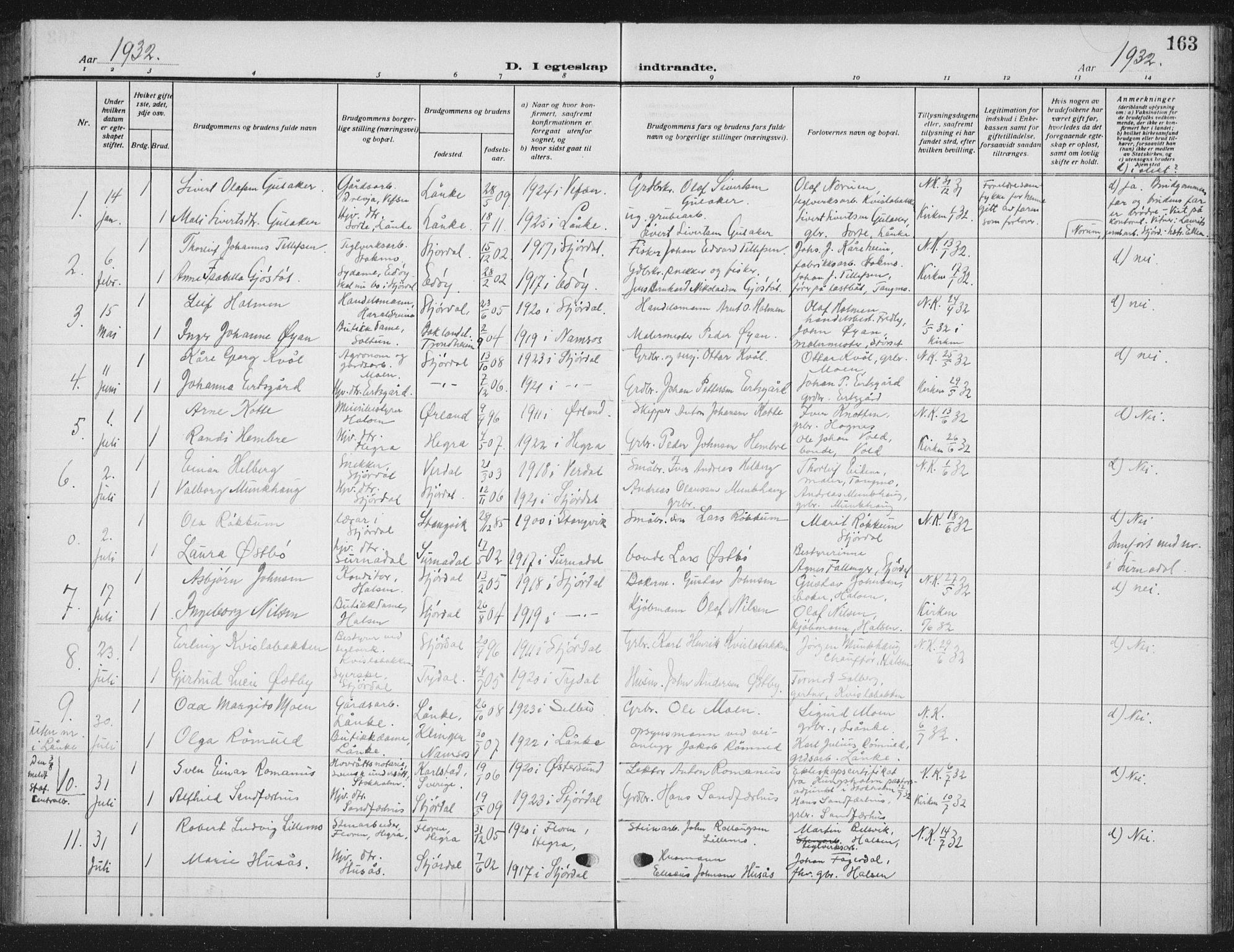 Ministerialprotokoller, klokkerbøker og fødselsregistre - Nord-Trøndelag, SAT/A-1458/709/L0088: Parish register (copy) no. 709C02, 1914-1934, p. 163