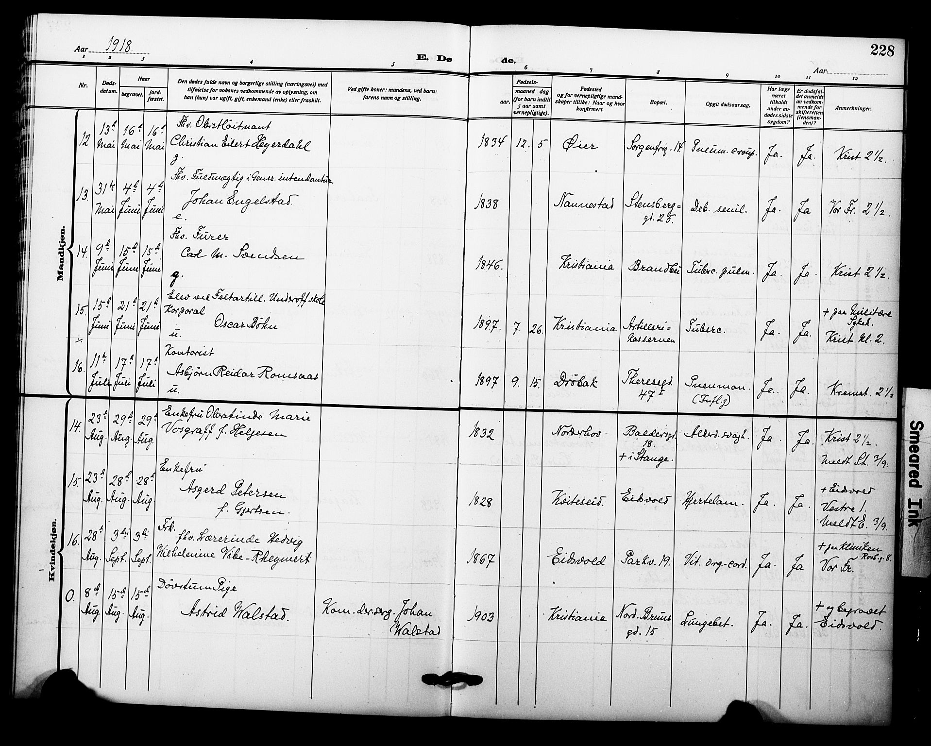 Garnisonsmenigheten Kirkebøker, AV/SAO-A-10846/F/Fa/L0015: Parish register (official) no. 15, 1915-1921, p. 228