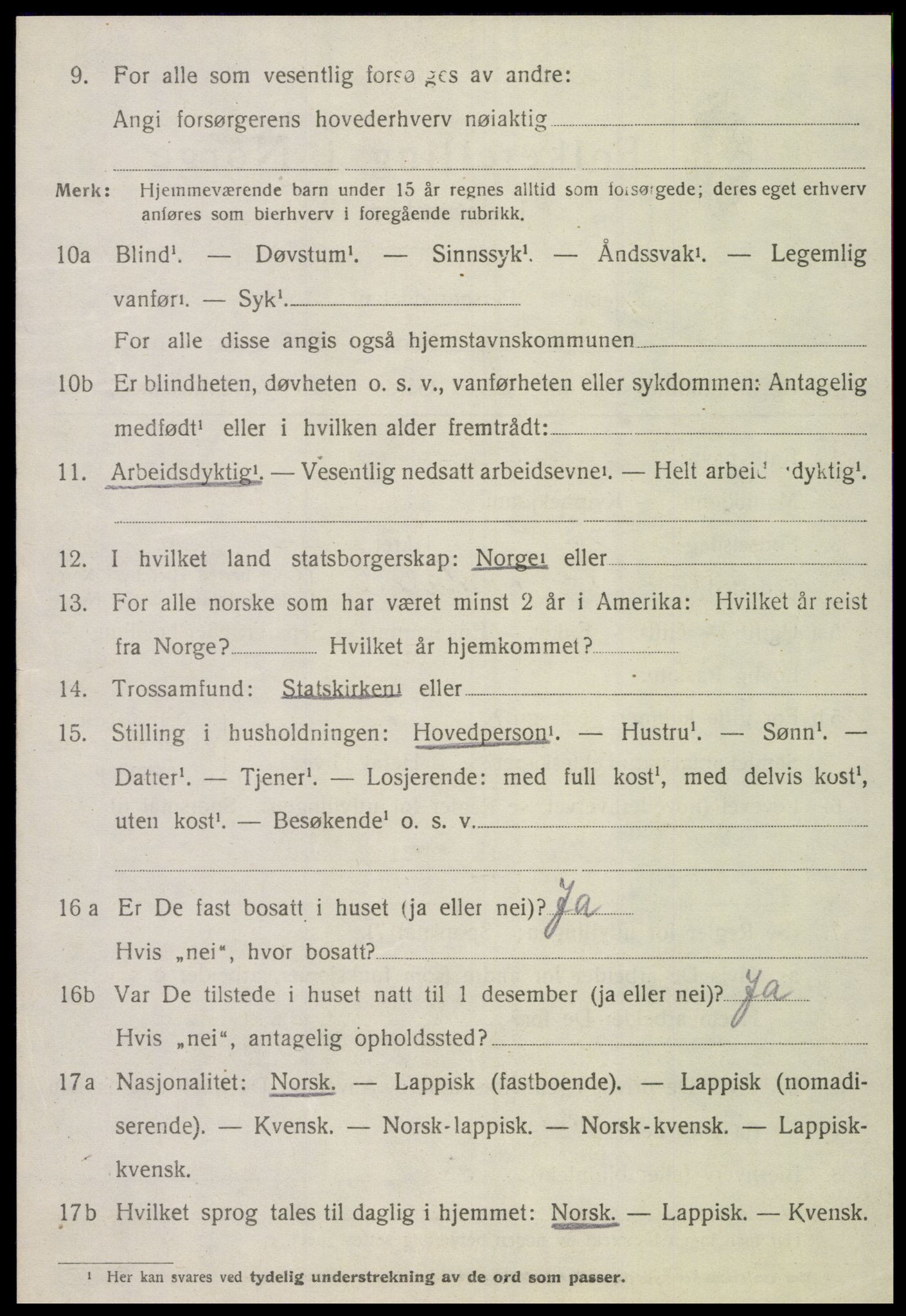 SAT, 1920 census for Verdal, 1920, p. 15552