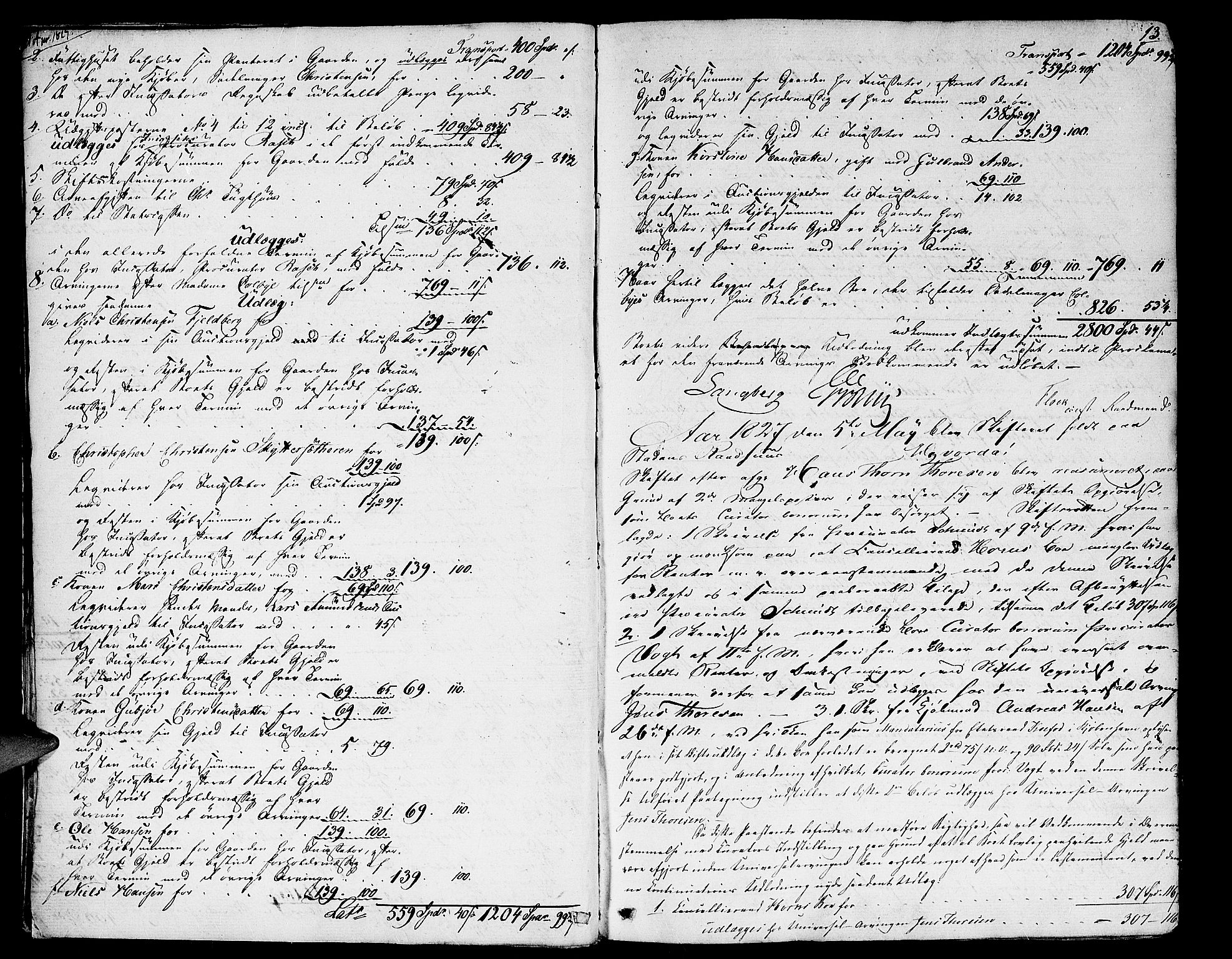 Oslo skifterett, AV/SAO-A-10383/H/Hd/Hda/L0001a: Skifteutlodningsprotokoll, 1827-1839, p. 12b-13a