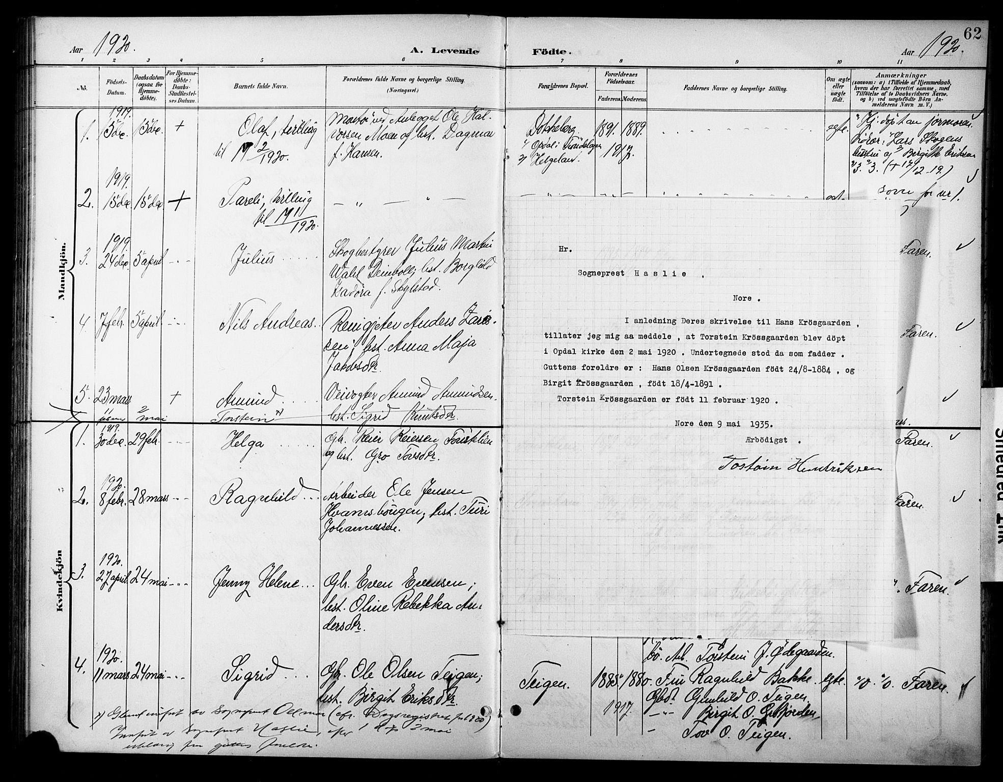 Nore kirkebøker, AV/SAKO-A-238/F/Fc/L0005: Parish register (official) no. III 5, 1898-1922, p. 62