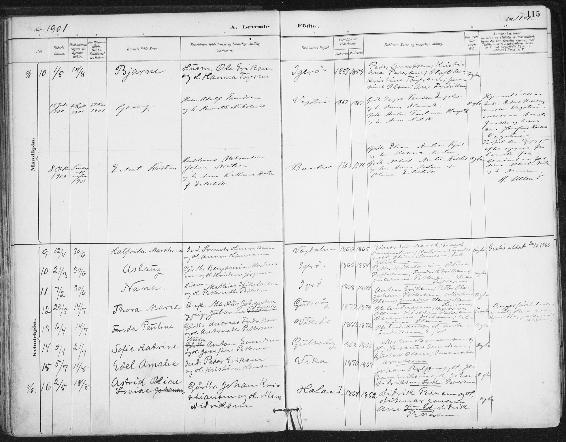 Ministerialprotokoller, klokkerbøker og fødselsregistre - Nordland, AV/SAT-A-1459/816/L0244: Parish register (official) no. 816A10, 1886-1903, p. 115