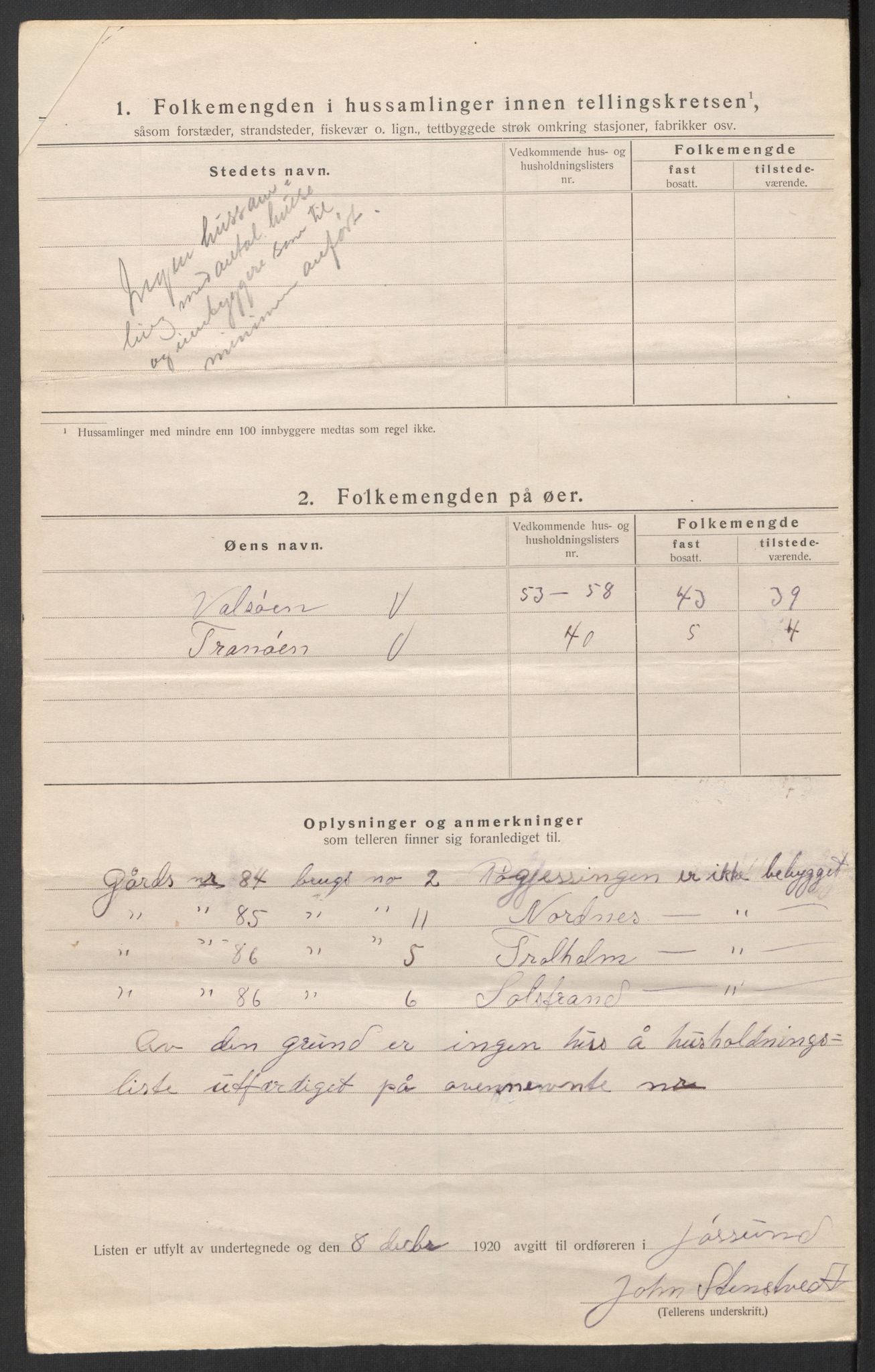 SAT, 1920 census for Jøssund, 1920, p. 25