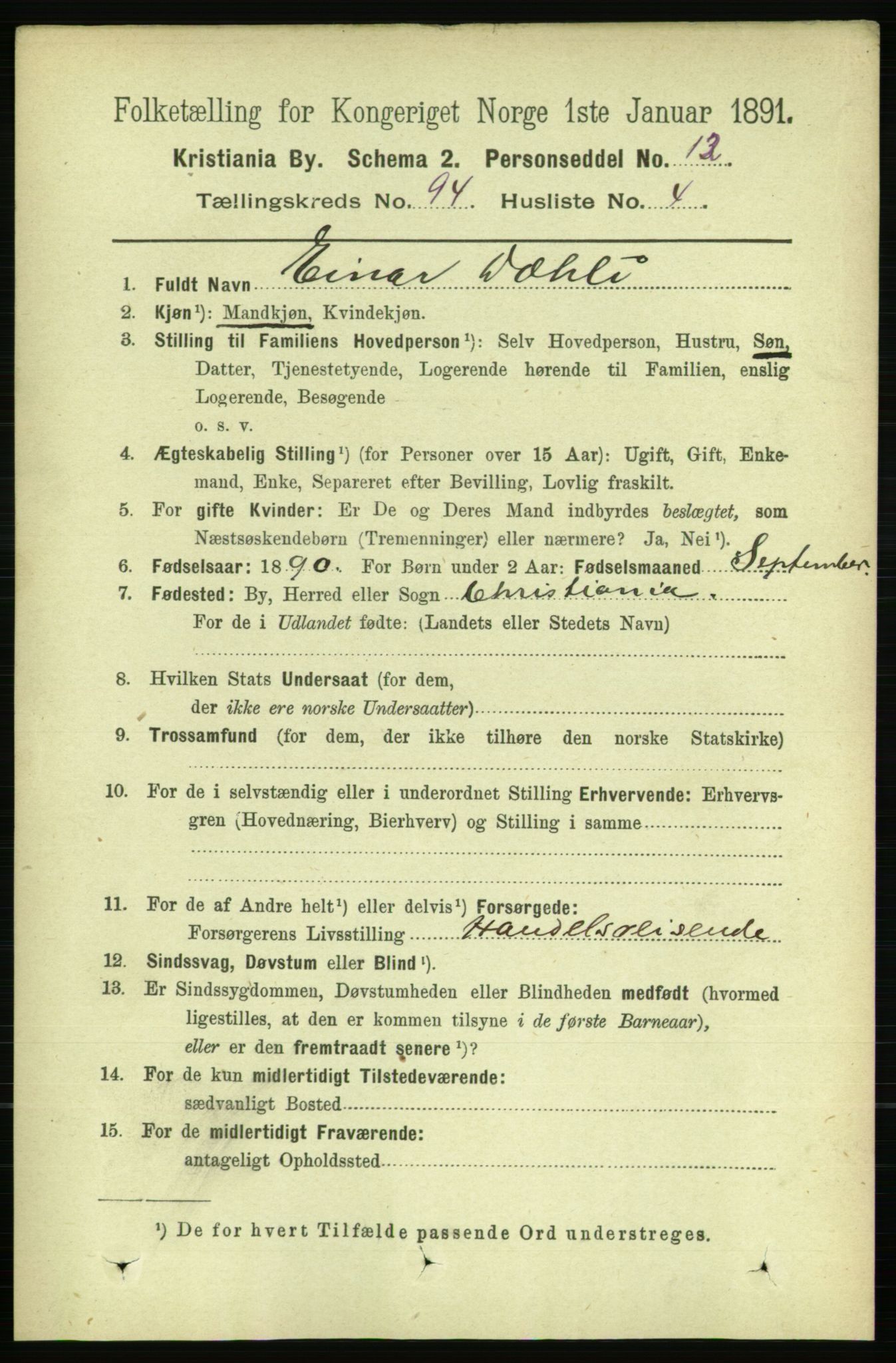 RA, 1891 census for 0301 Kristiania, 1891, p. 46044