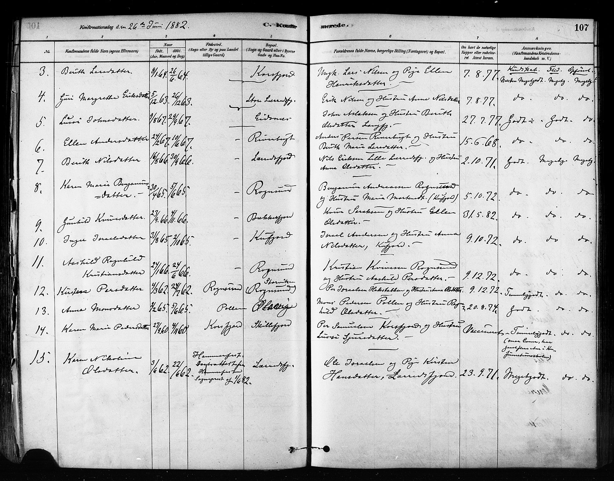 Talvik sokneprestkontor, SATØ/S-1337/H/Ha/L0012kirke: Parish register (official) no. 12, 1878-1886, p. 107