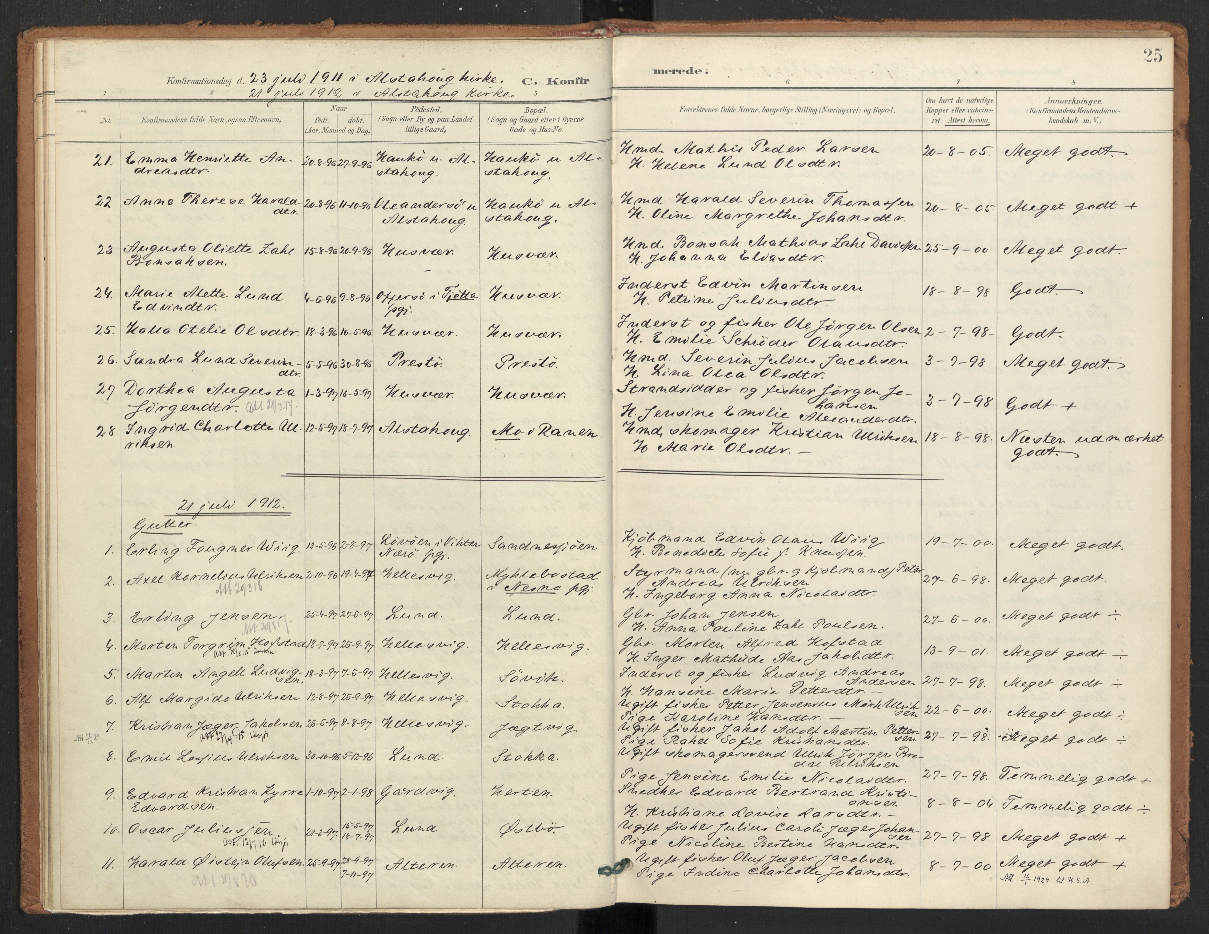 Ministerialprotokoller, klokkerbøker og fødselsregistre - Nordland, SAT/A-1459/830/L0454: Parish register (official) no. 830A18, 1897-1913, p. 25