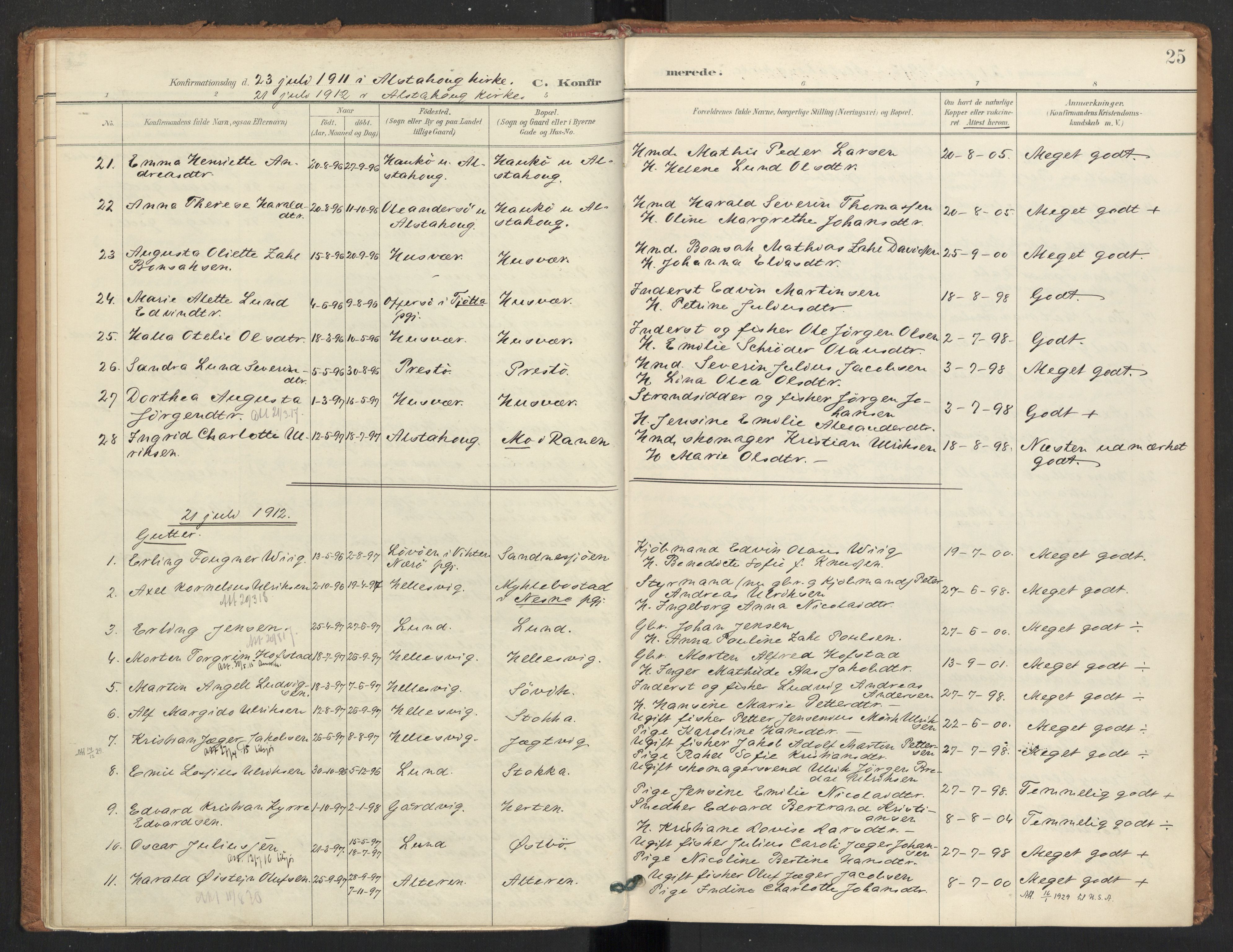 Ministerialprotokoller, klokkerbøker og fødselsregistre - Nordland, AV/SAT-A-1459/830/L0454: Parish register (official) no. 830A18, 1897-1913, p. 25