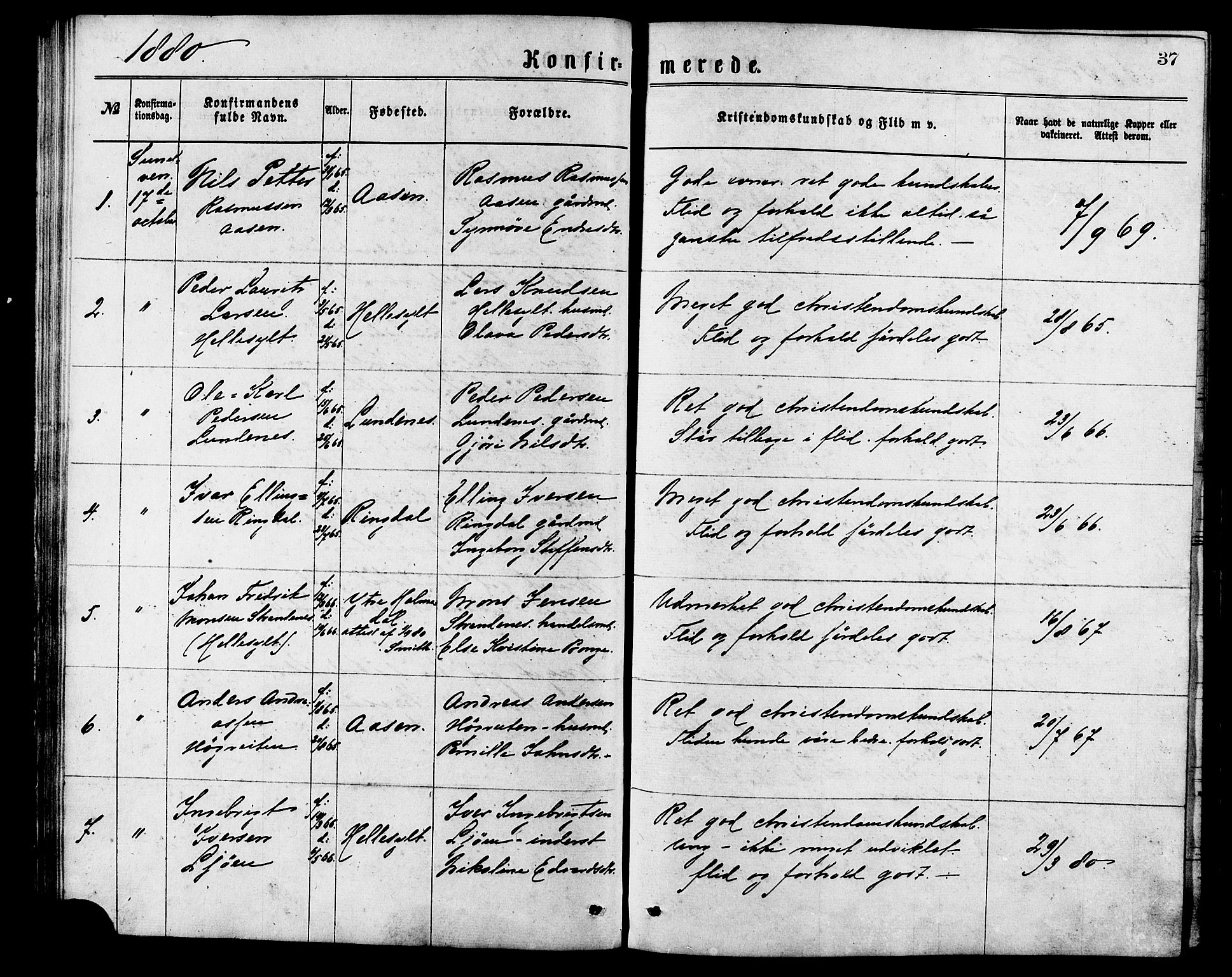 Ministerialprotokoller, klokkerbøker og fødselsregistre - Møre og Romsdal, SAT/A-1454/517/L0227: Parish register (official) no. 517A07, 1870-1886, p. 37