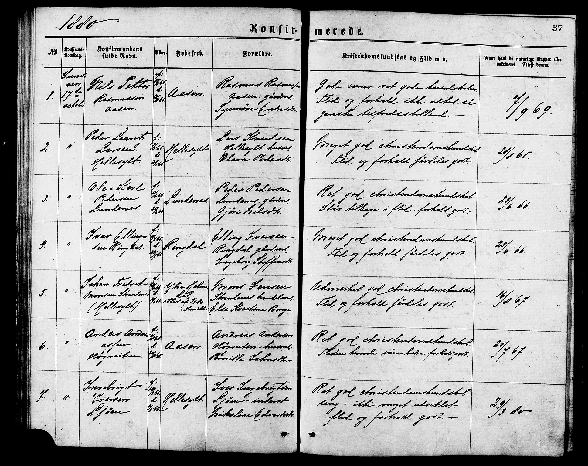 Ministerialprotokoller, klokkerbøker og fødselsregistre - Møre og Romsdal, AV/SAT-A-1454/517/L0227: Parish register (official) no. 517A07, 1870-1886, p. 37