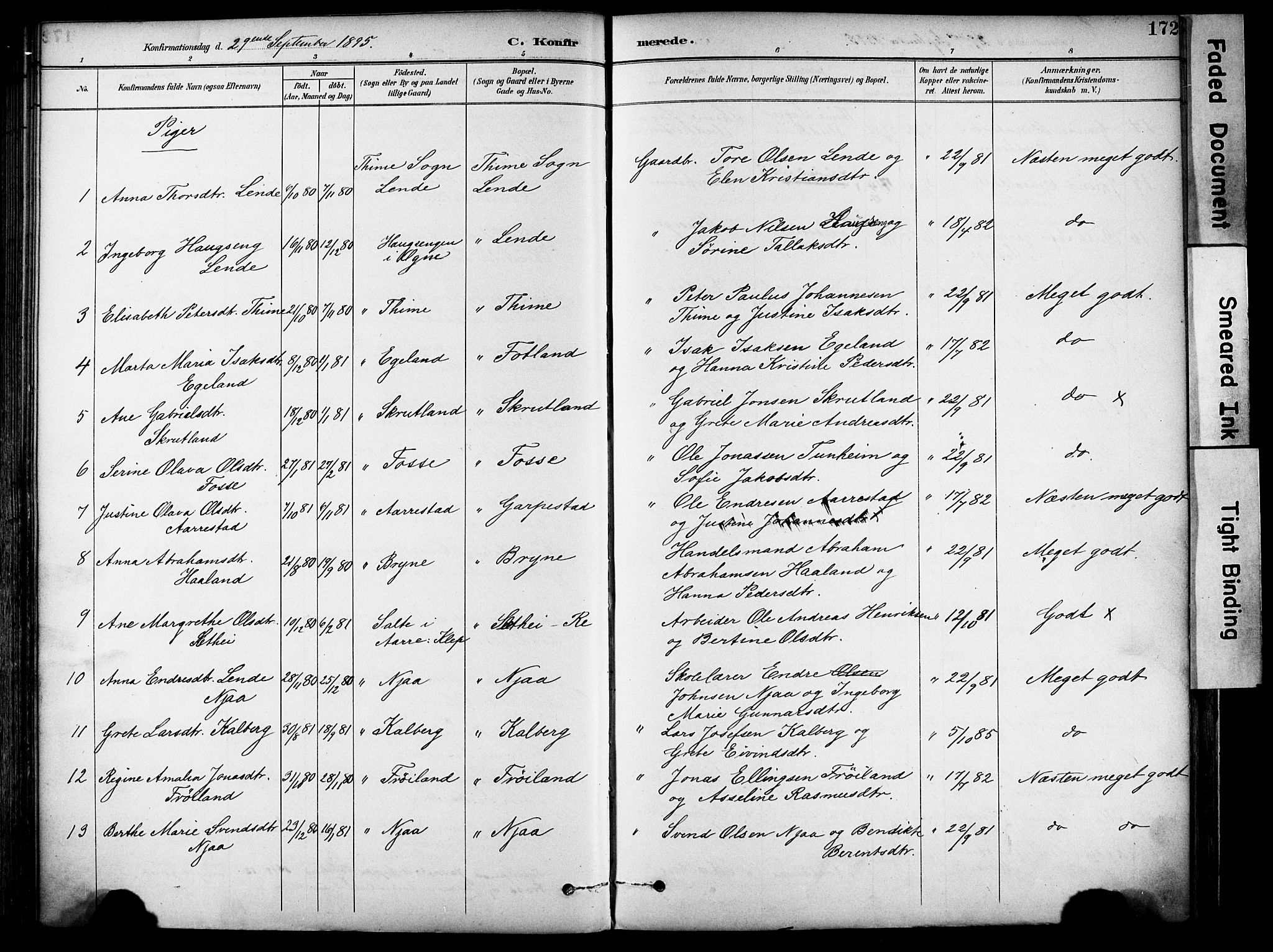 Lye sokneprestkontor, AV/SAST-A-101794/001/30BA/L0011: Parish register (official) no. A 9, 1893-1903, p. 172