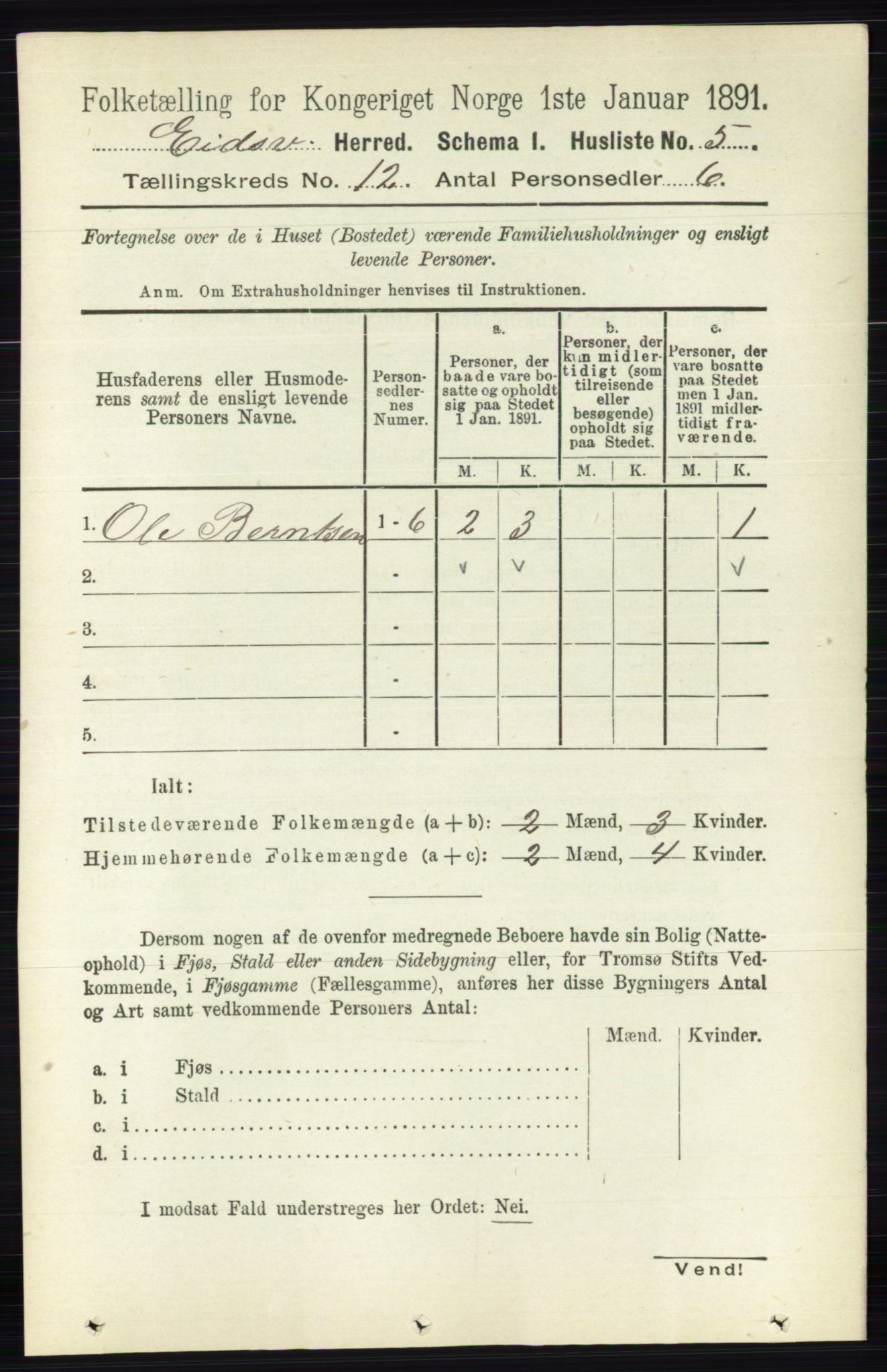 RA, 1891 census for 0237 Eidsvoll, 1891, p. 8411