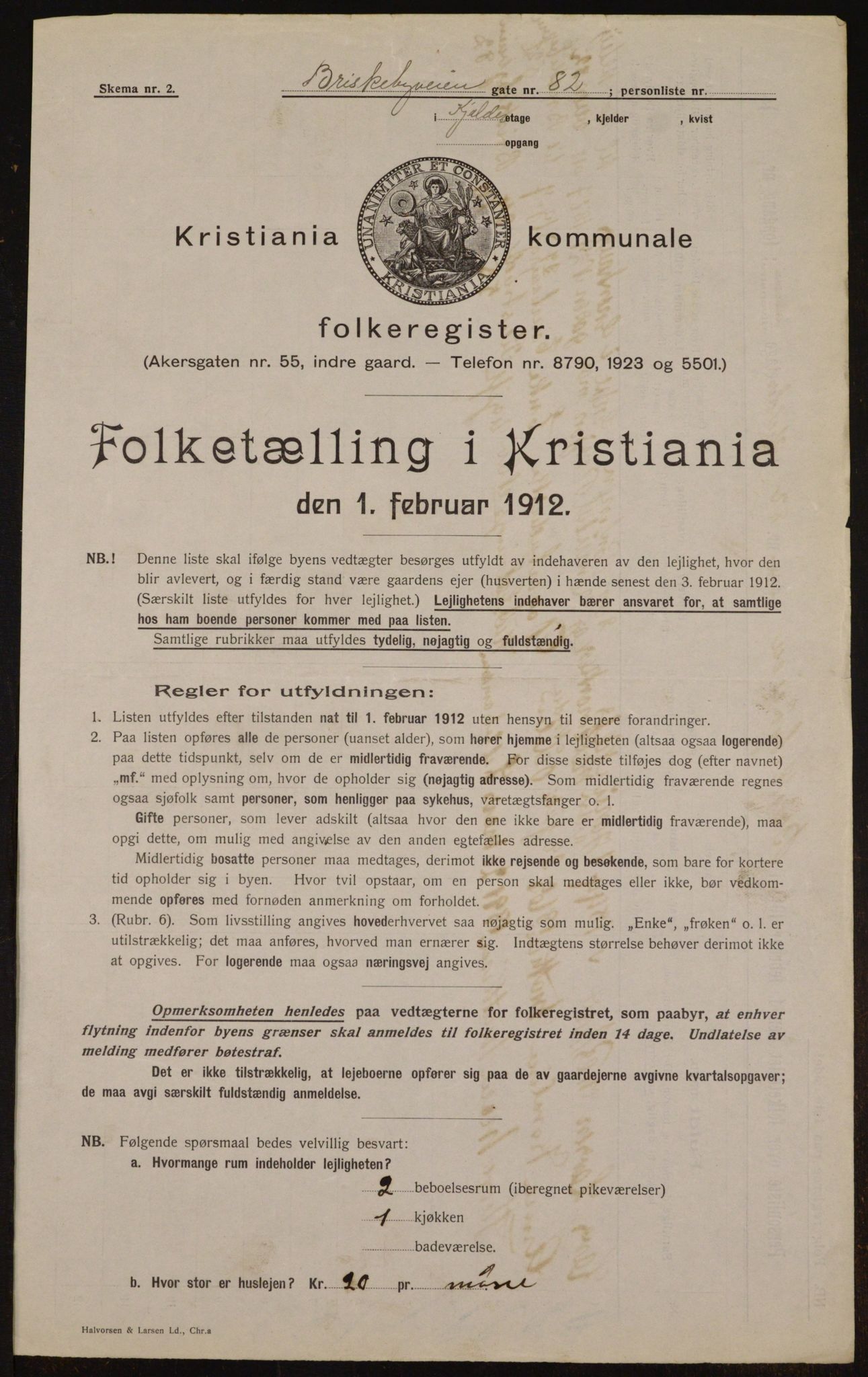 OBA, Municipal Census 1912 for Kristiania, 1912, p. 9482