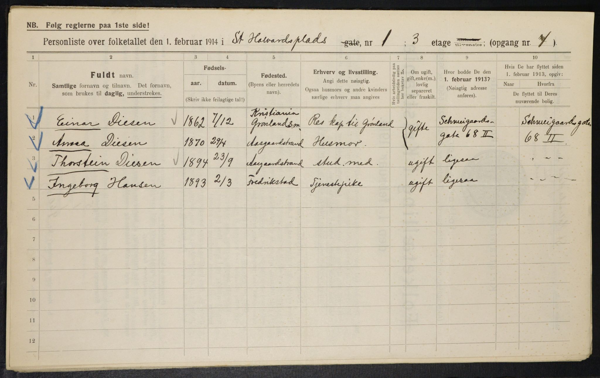 OBA, Municipal Census 1914 for Kristiania, 1914, p. 87747