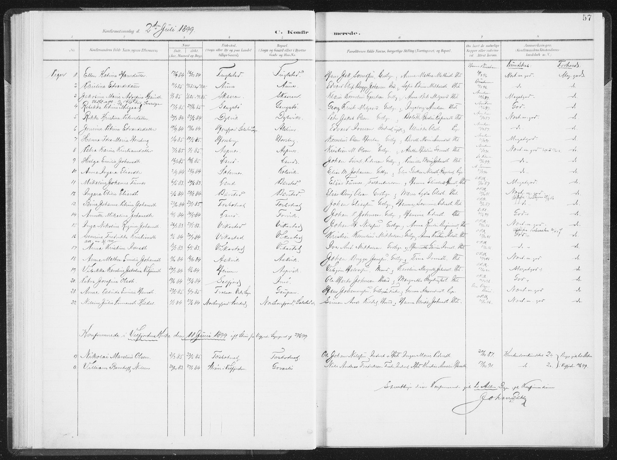 Ministerialprotokoller, klokkerbøker og fødselsregistre - Nordland, SAT/A-1459/810/L0153: Parish register (official) no. 810A12, 1899-1914, p. 57