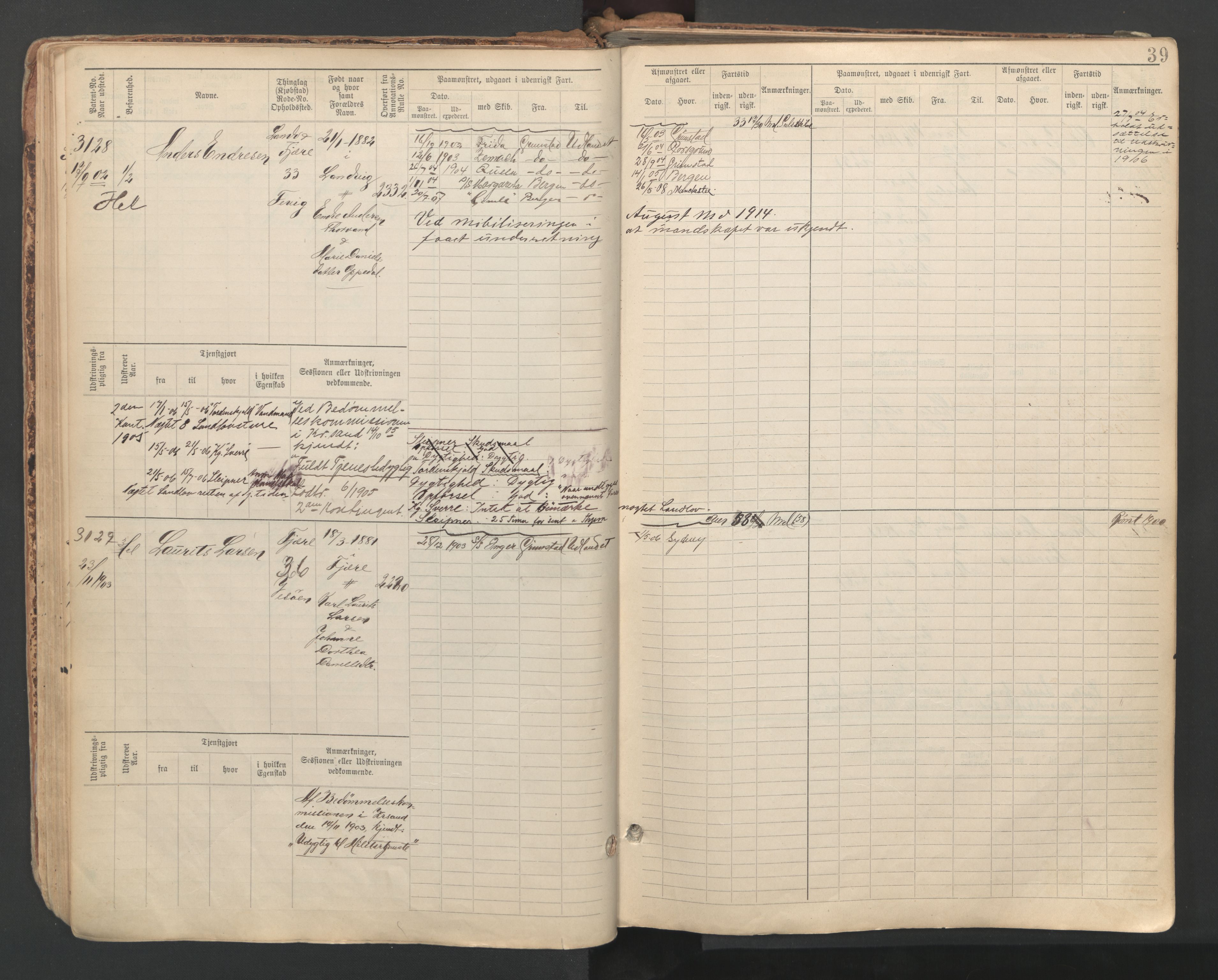 Grimstad mønstringskrets, AV/SAK-2031-0013/F/Fb/L0013: Hovedrulle A nr 3052-3814, V-26, 1900-1943, p. 41