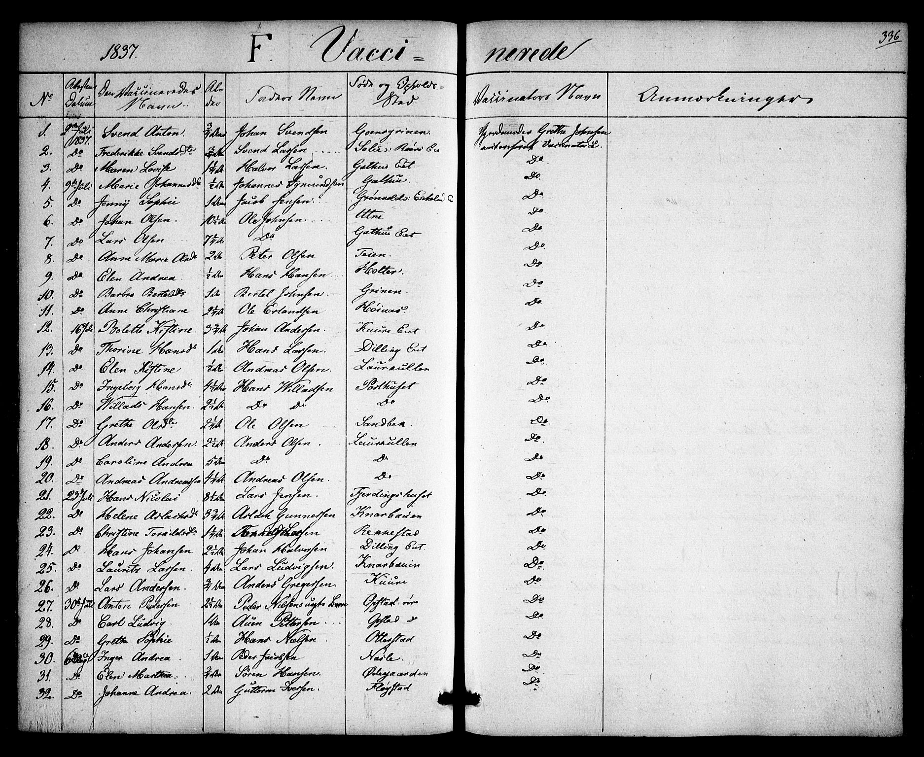 Rygge prestekontor Kirkebøker, SAO/A-10084b/F/Fa/L0004: Parish register (official) no. 4, 1836-1851, p. 336