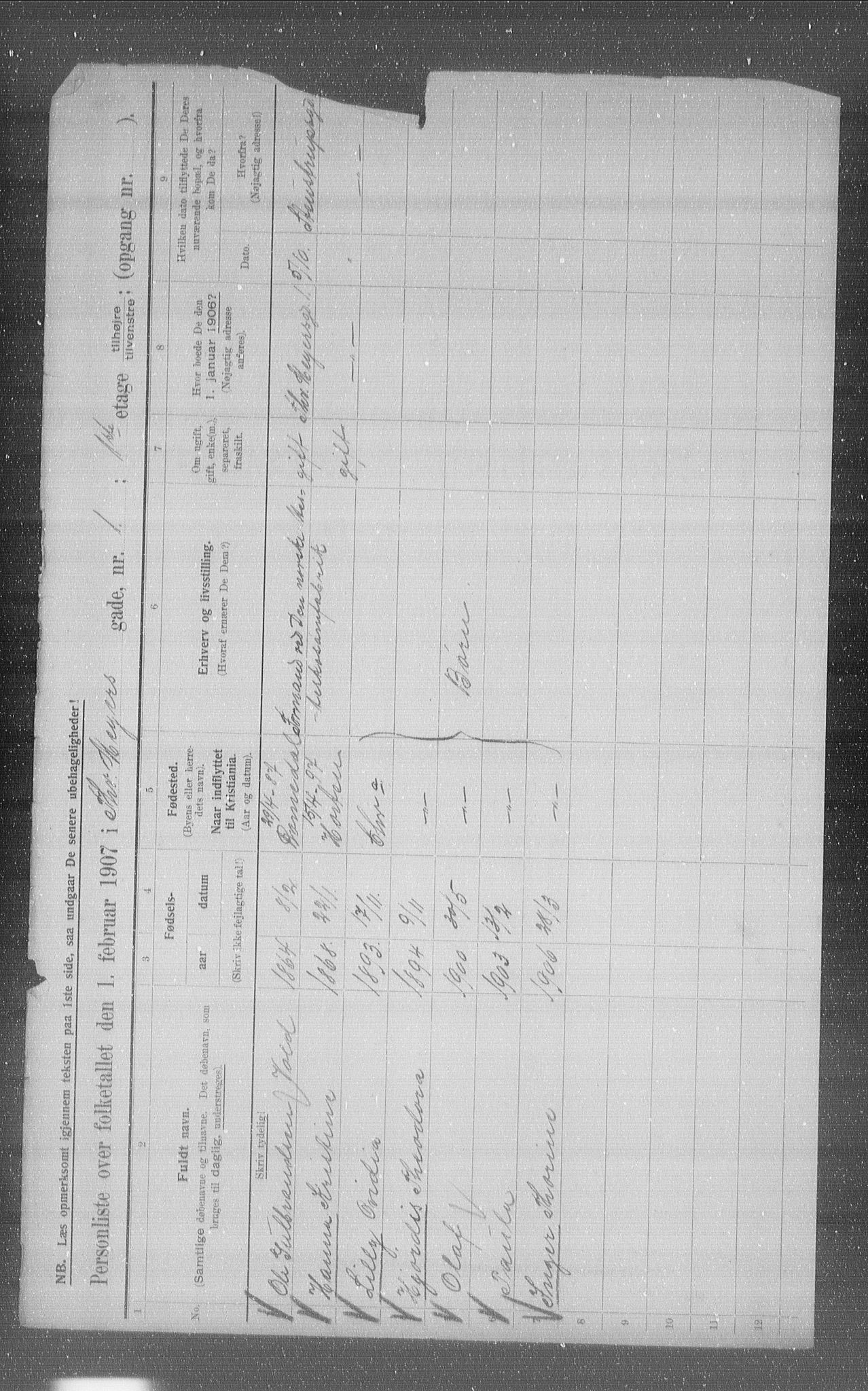 OBA, Municipal Census 1907 for Kristiania, 1907, p. 55688