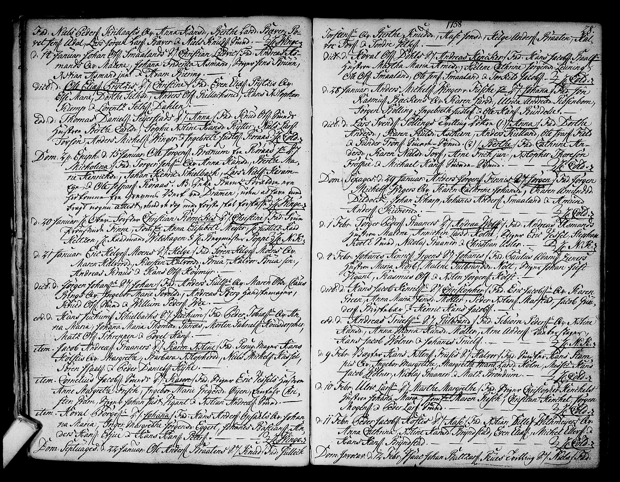 Kongsberg kirkebøker, AV/SAKO-A-22/F/Fa/L0004: Parish register (official) no. I 4, 1756-1768, p. 28