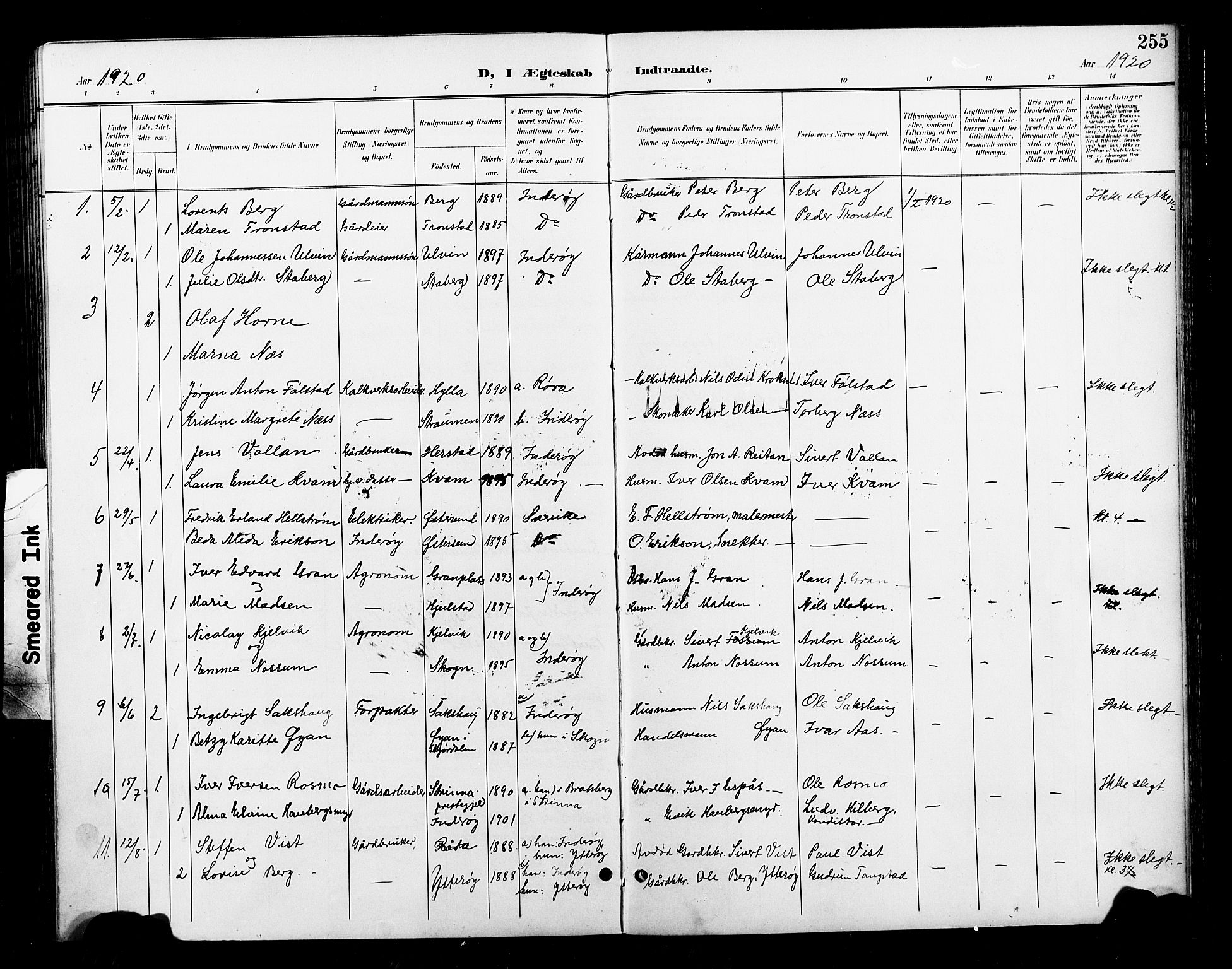 Ministerialprotokoller, klokkerbøker og fødselsregistre - Nord-Trøndelag, SAT/A-1458/730/L0302: Parish register (copy) no. 730C05, 1898-1924, p. 255