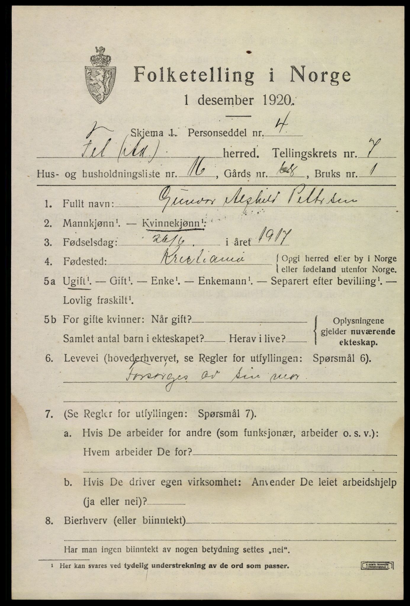 SAO, 1920 census for Fet, 1920, p. 8174