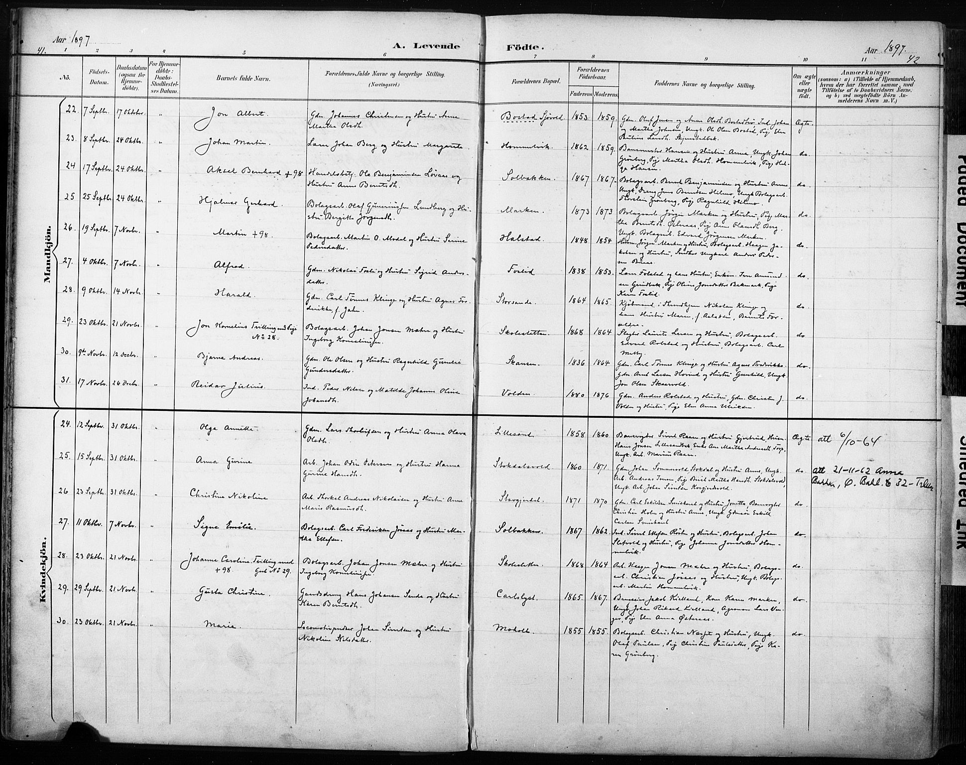 Ministerialprotokoller, klokkerbøker og fødselsregistre - Sør-Trøndelag, SAT/A-1456/616/L0411: Parish register (official) no. 616A08, 1894-1906, p. 41-42