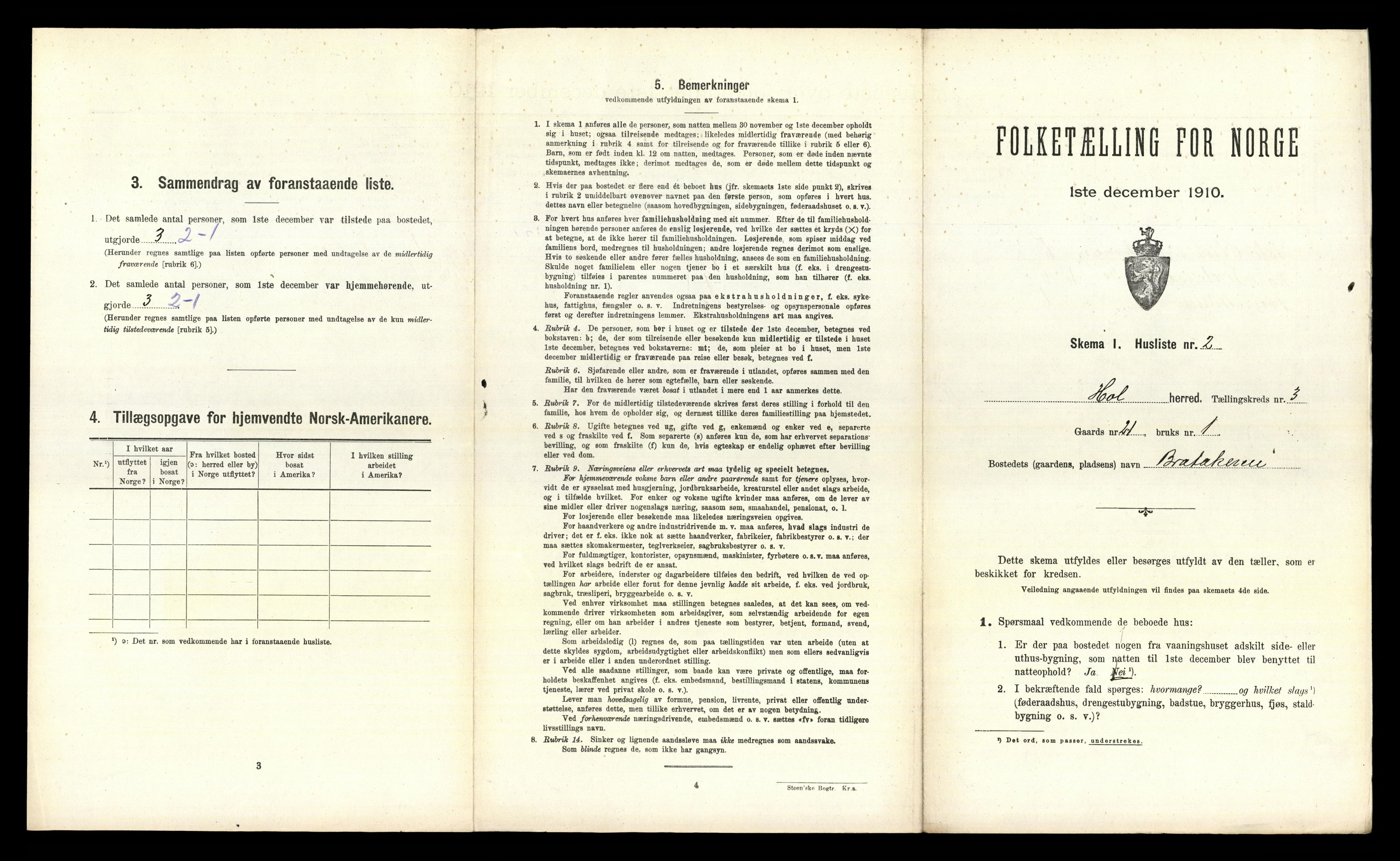 RA, 1910 census for Hol, 1910, p. 243