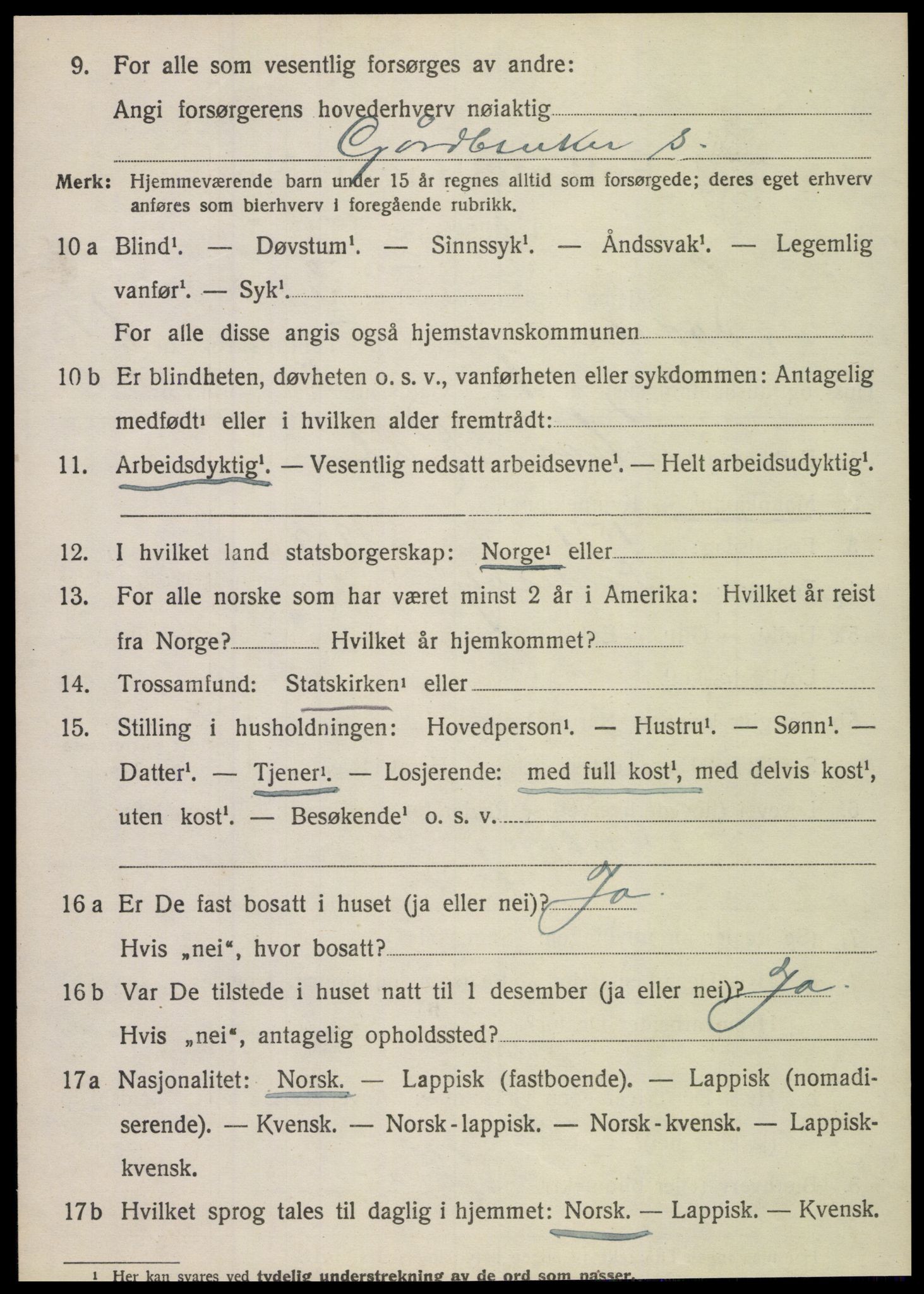 SAT, 1920 census for Sparbu, 1920, p. 1950