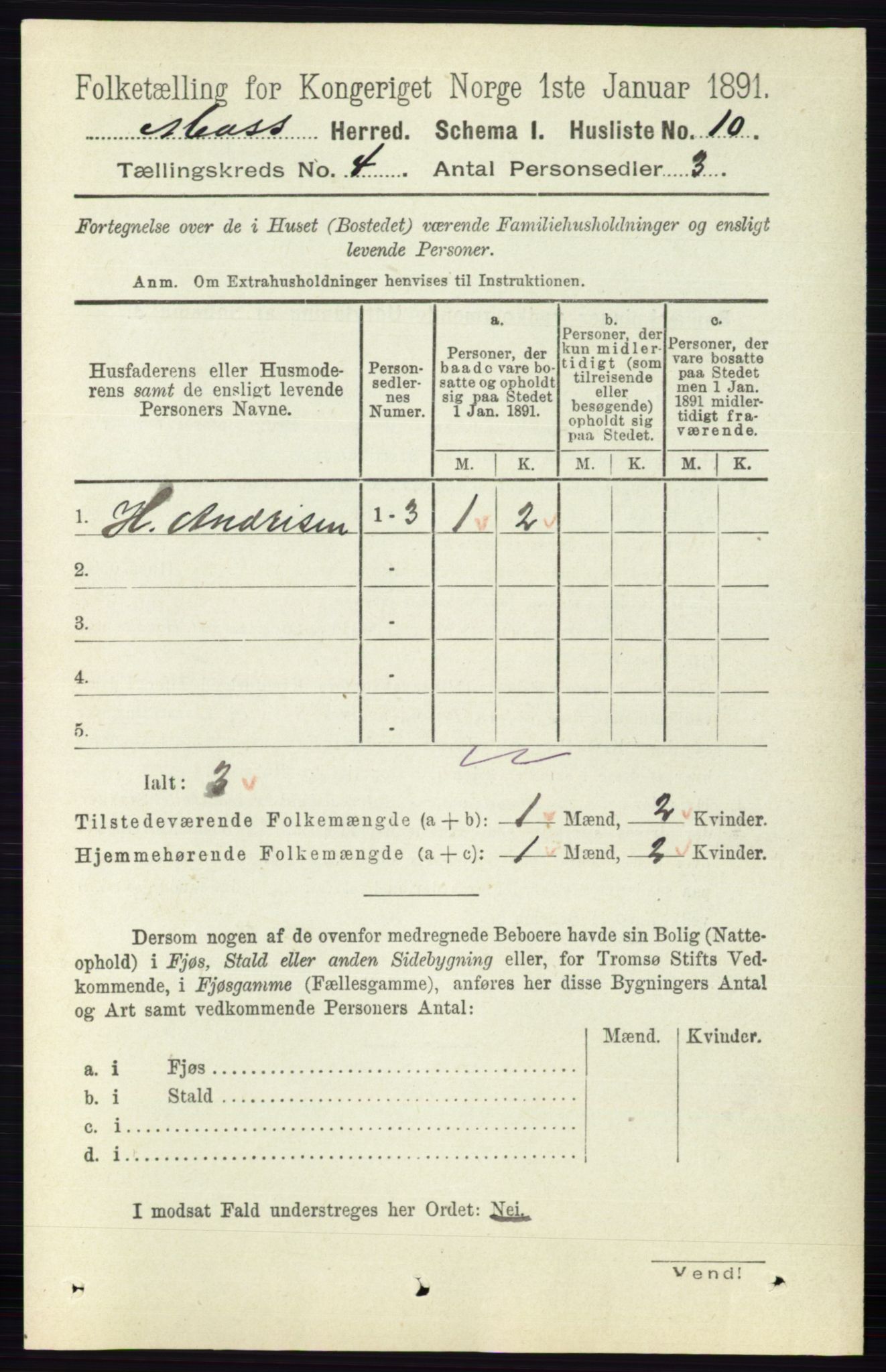 RA, 1891 Census for 0194 Moss, 1891, p. 1308