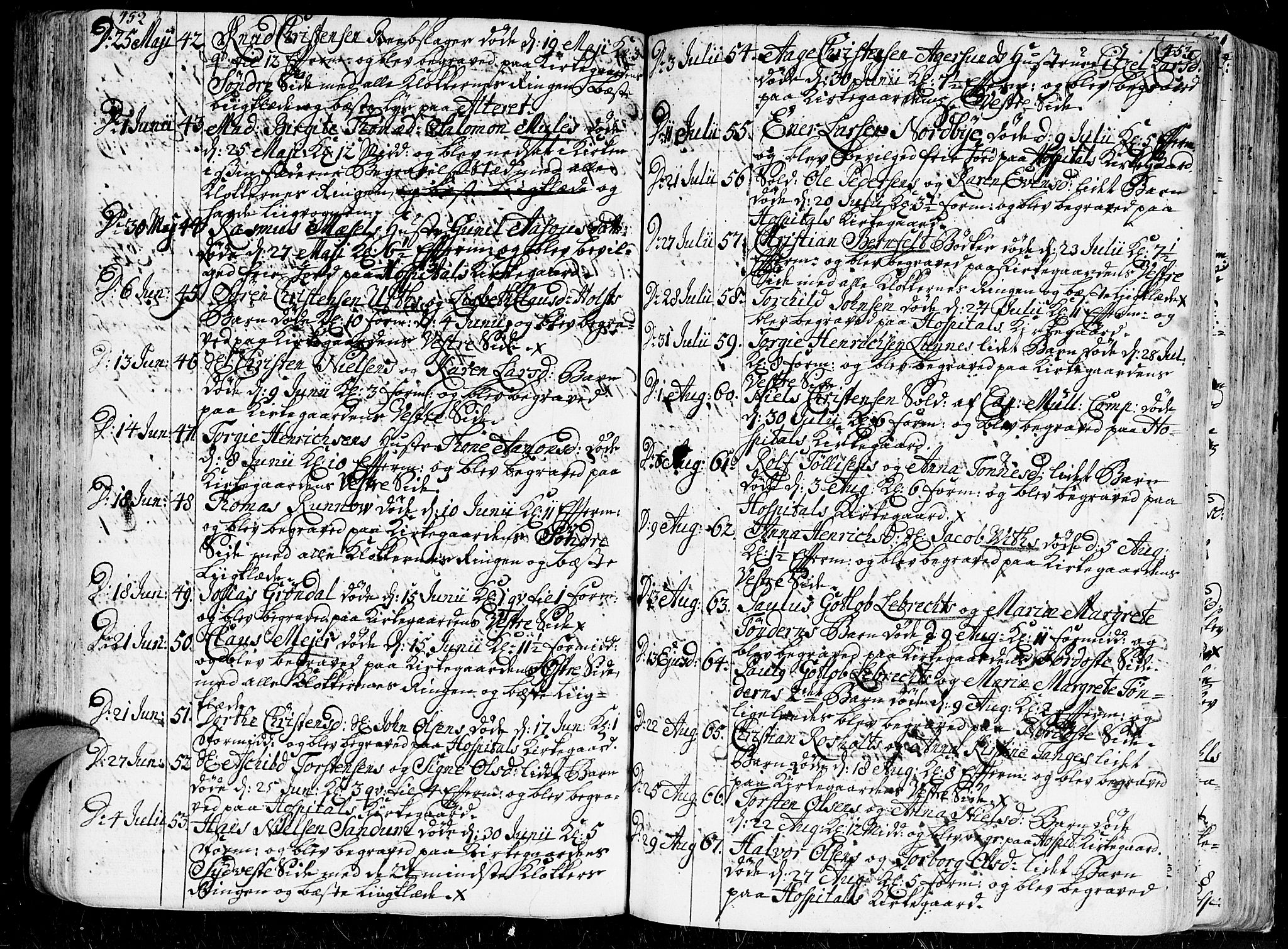 Kristiansand domprosti, AV/SAK-1112-0006/F/Fa/L0001: Parish register (official) no. A 1, 1734-1793, p. 452-453