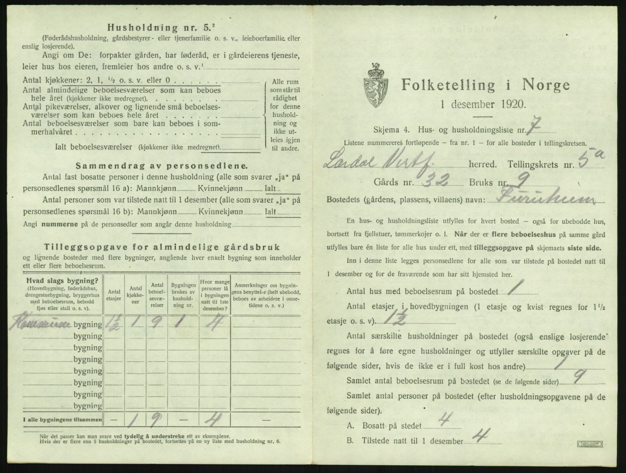 SAKO, 1920 census for Lardal, 1920, p. 693