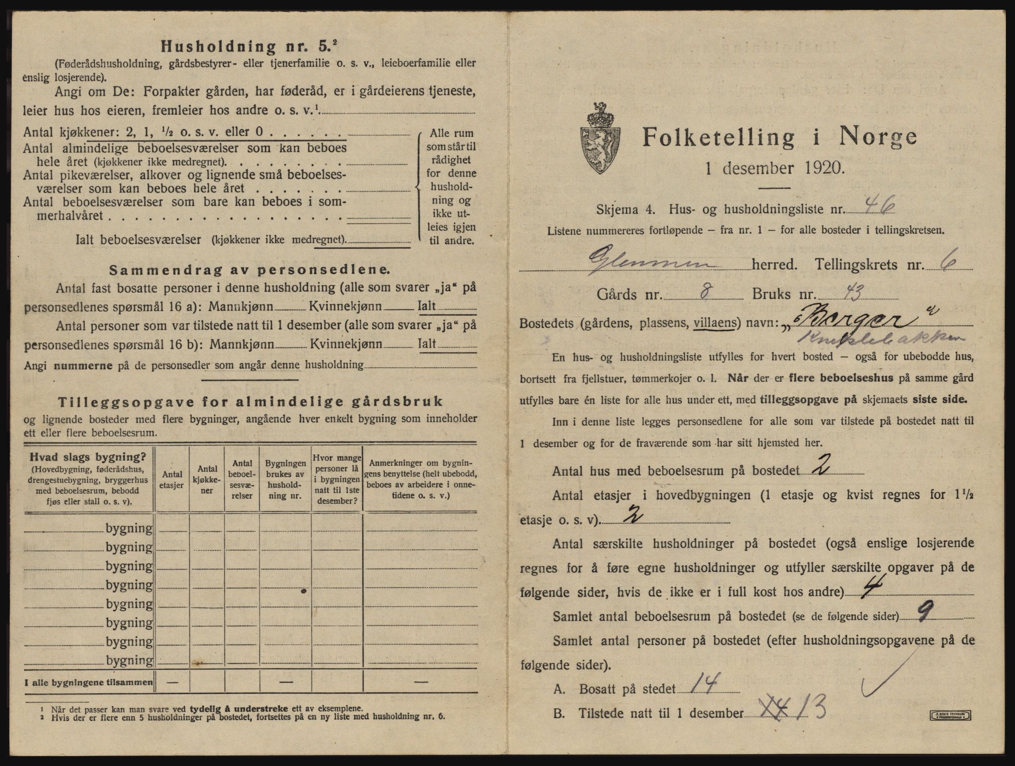 SAO, 1920 census for Glemmen, 1920, p. 2249