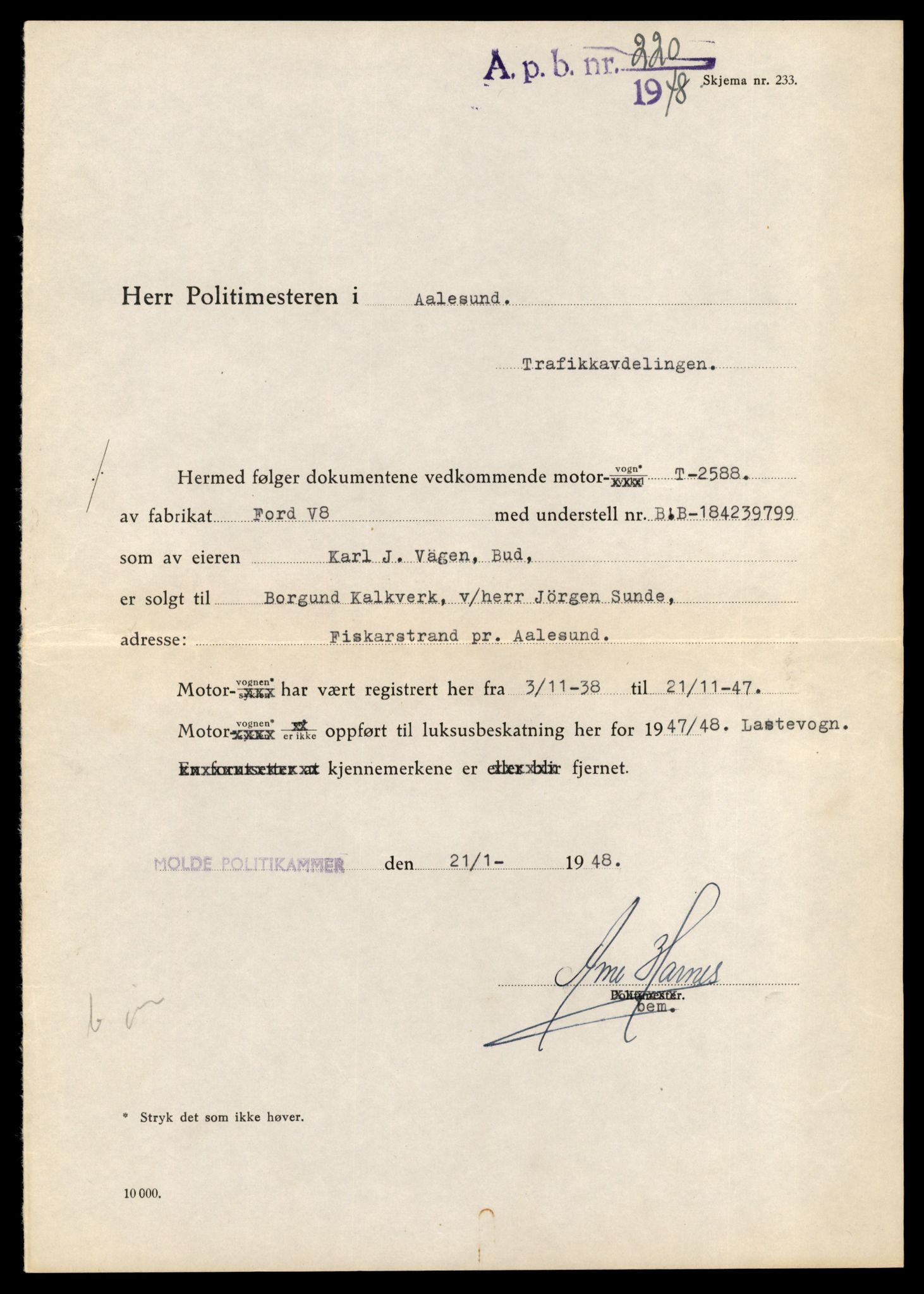 Møre og Romsdal vegkontor - Ålesund trafikkstasjon, AV/SAT-A-4099/F/Fe/L0035: Registreringskort for kjøretøy T 12653 - T 12829, 1927-1998, p. 1208