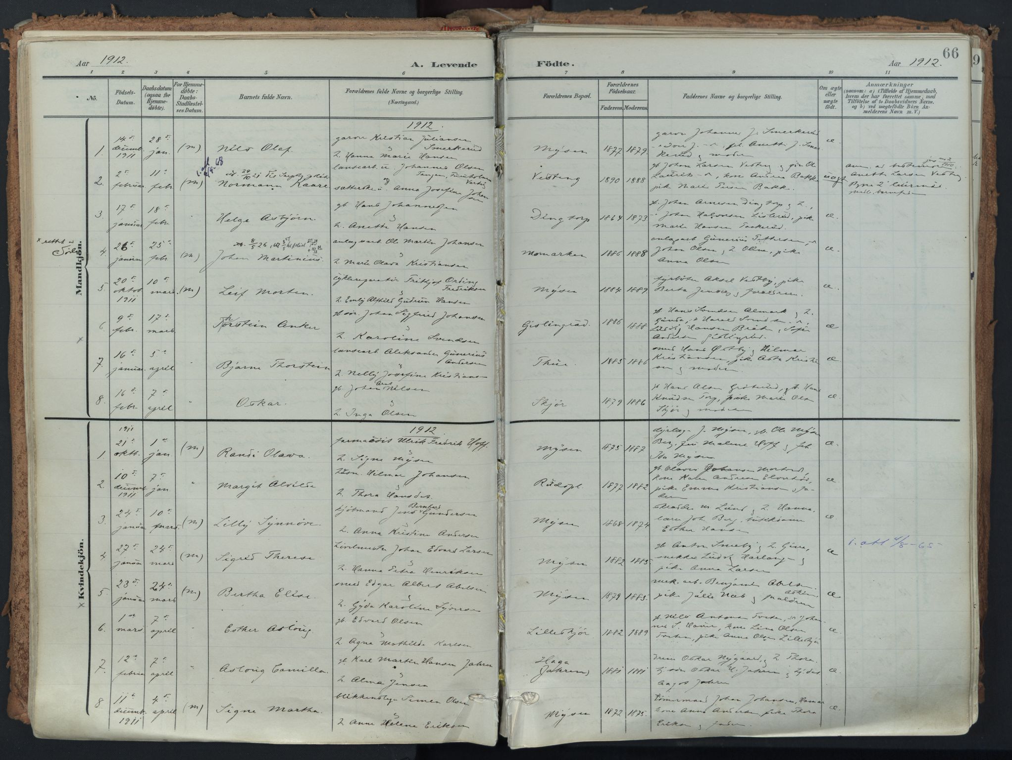 Eidsberg prestekontor Kirkebøker, AV/SAO-A-10905/F/Fa/L0014: Parish register (official) no. I 14, 1902-1919, p. 66