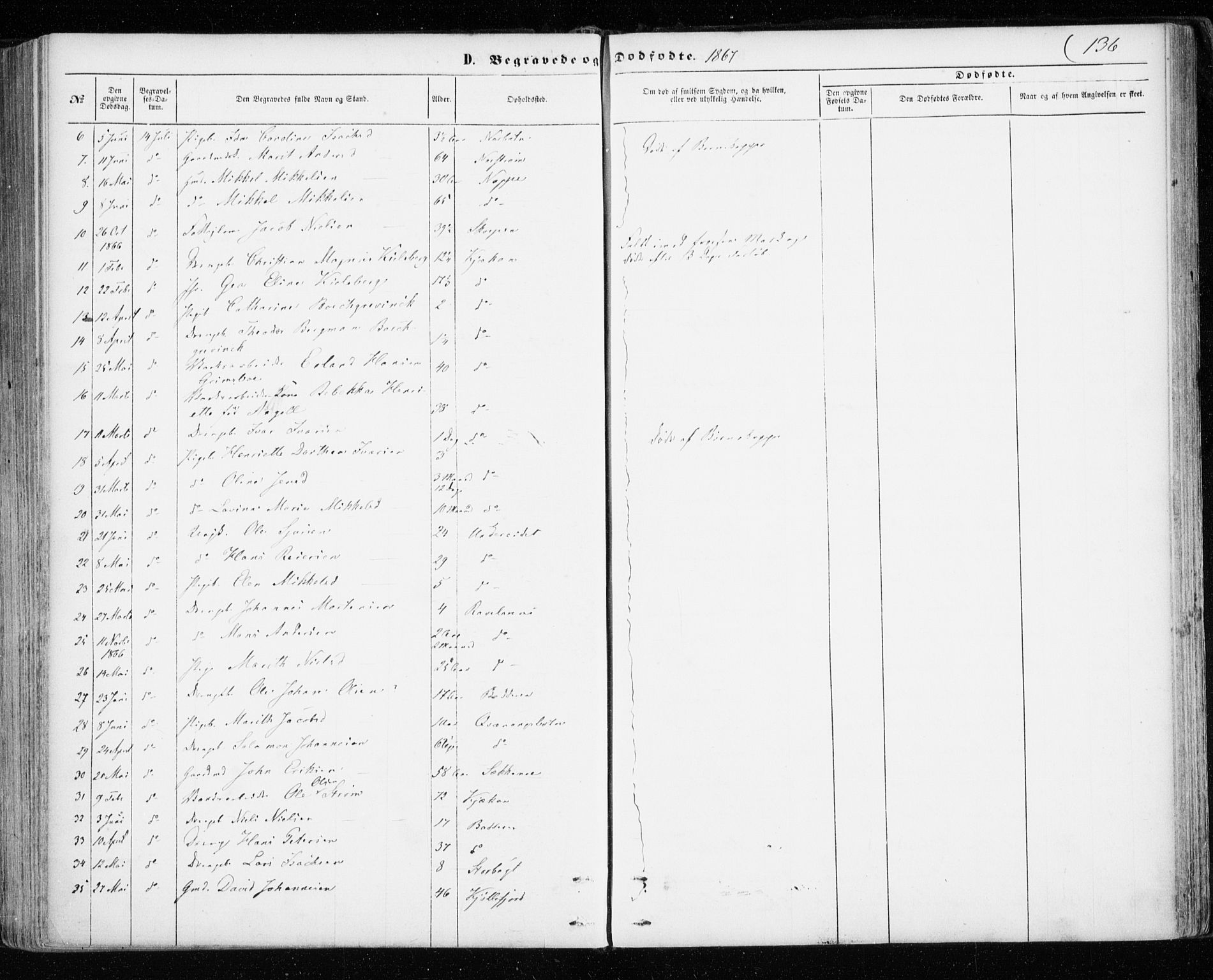 Skjervøy sokneprestkontor, SATØ/S-1300/H/Ha/Haa/L0011kirke: Parish register (official) no. 11, 1861-1877, p. 136