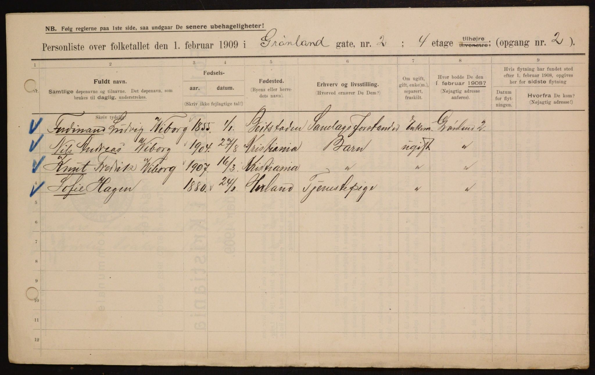 OBA, Municipal Census 1909 for Kristiania, 1909, p. 28320