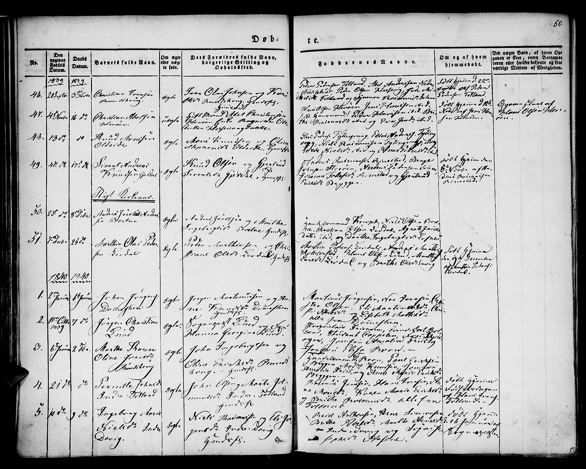 Davik sokneprestembete, SAB/A-79701/H/Haa/Haaa/L0004: Parish register (official) no. A 4, 1830-1849, p. 50