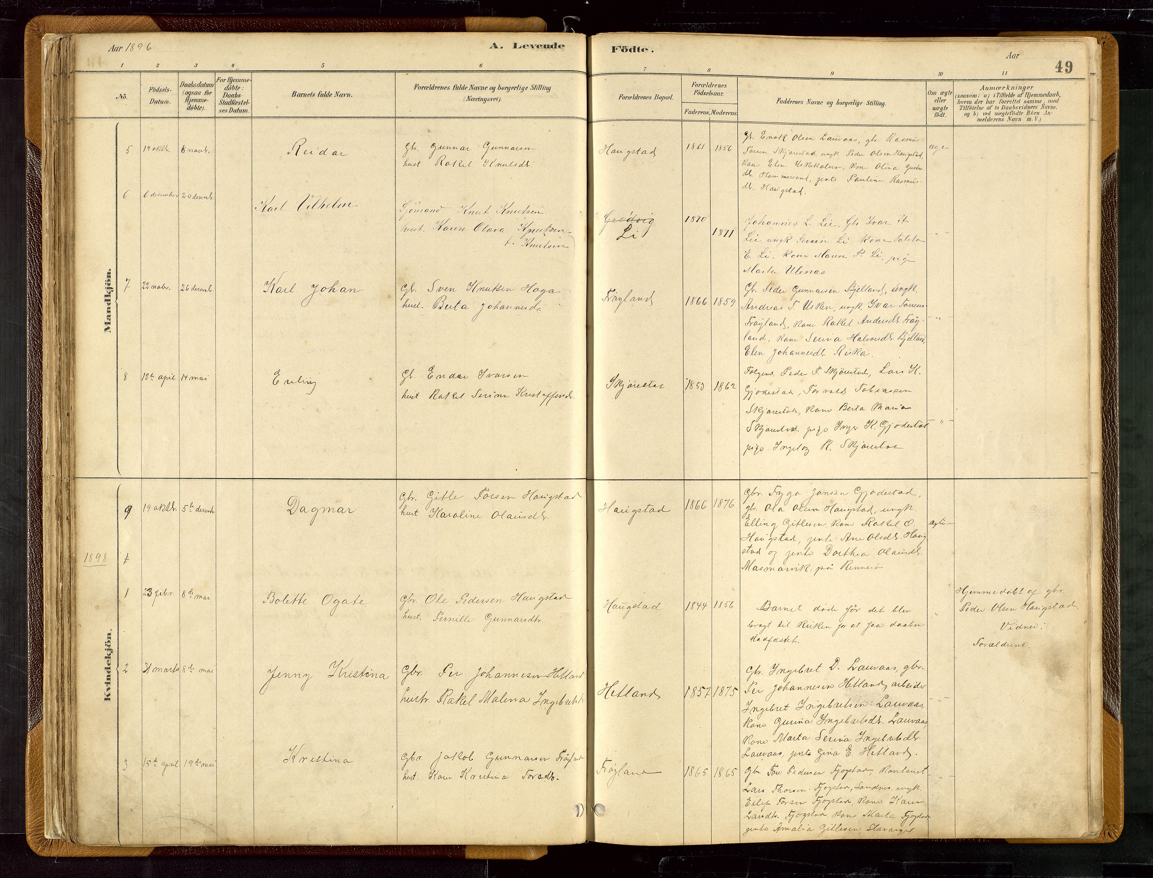 Hetland sokneprestkontor, SAST/A-101826/30/30BB/L0007: Parish register (copy) no. B 7, 1878-1910, p. 49