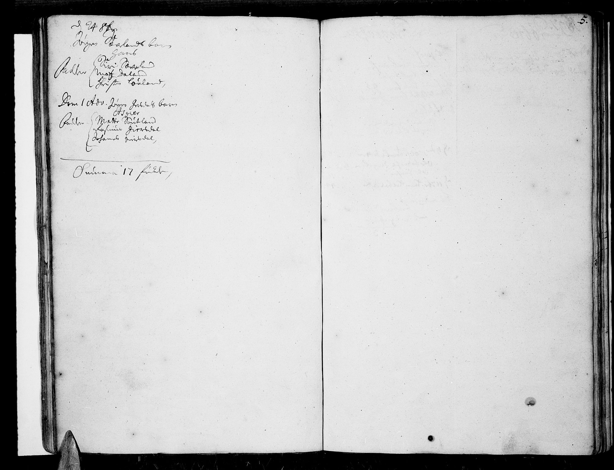 Lista sokneprestkontor, AV/SAK-1111-0027/F/Fa/L0001: Parish register (official) no. A 1 /2, 1693-1714, p. 5