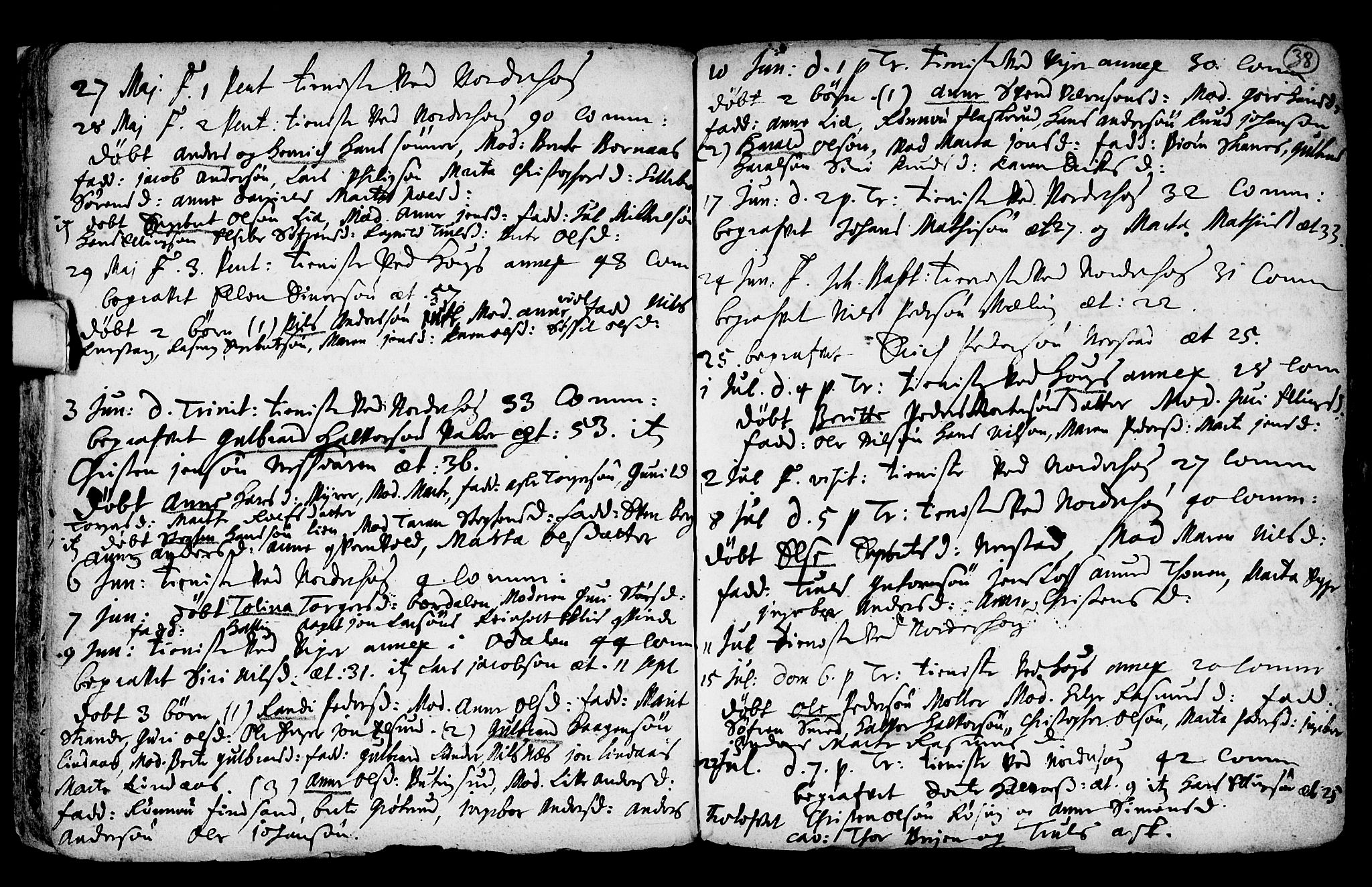 Norderhov kirkebøker, SAKO/A-237/F/Fa/L0001: Parish register (official) no. 1, 1704-1716, p. 38