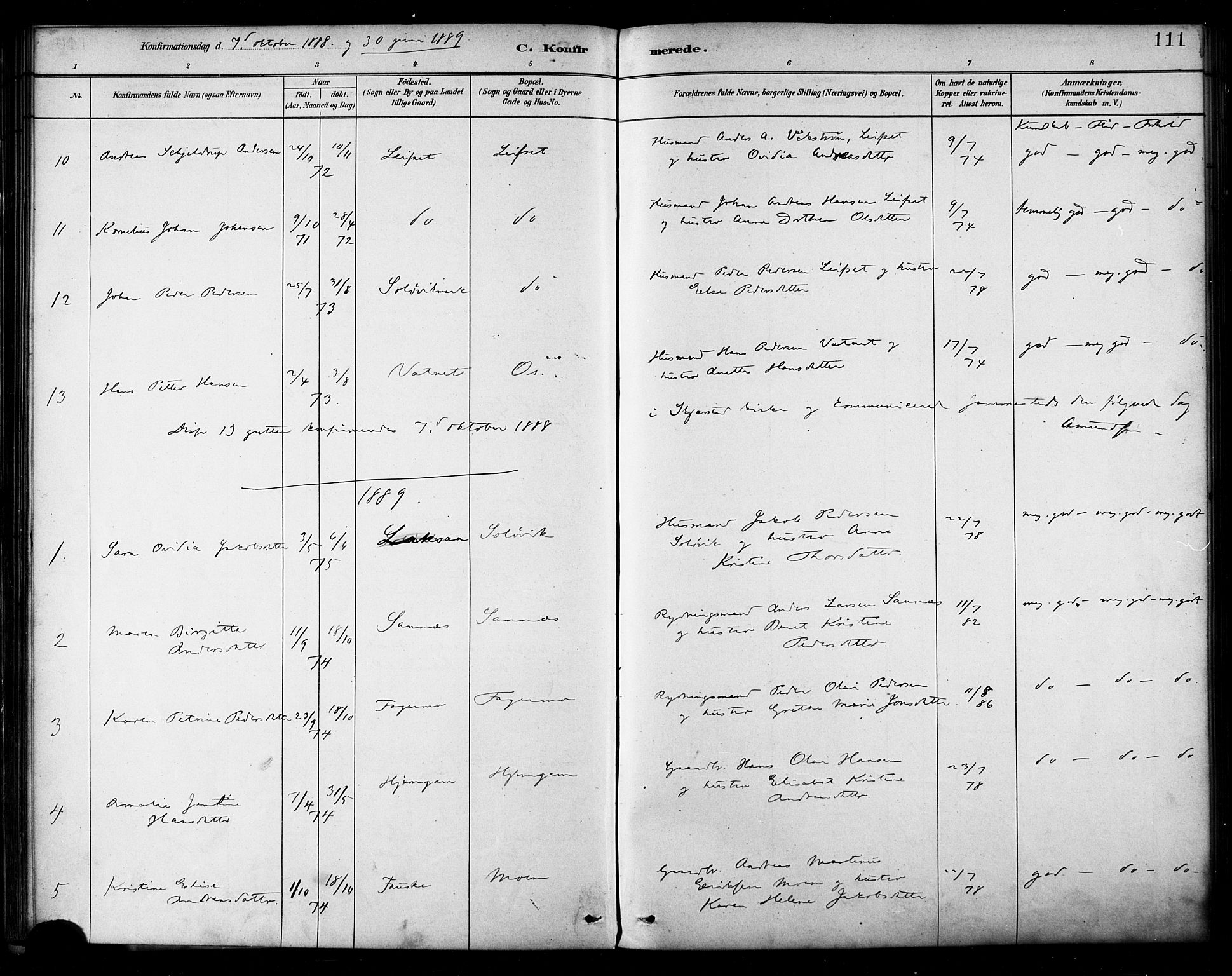 Ministerialprotokoller, klokkerbøker og fødselsregistre - Nordland, AV/SAT-A-1459/849/L0689: Parish register (official) no. 849A01, 1879-1889, p. 111