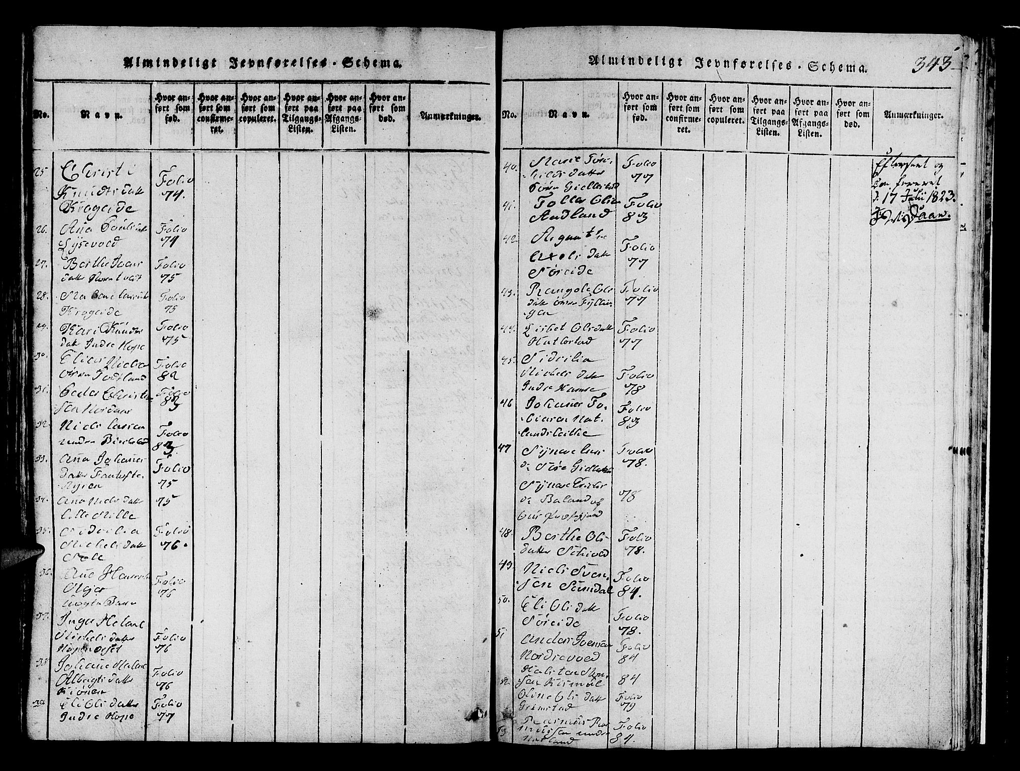 Fana Sokneprestembete, SAB/A-75101/H/Hab/Haba/L0001: Parish register (copy) no. A 1, 1816-1836, p. 343