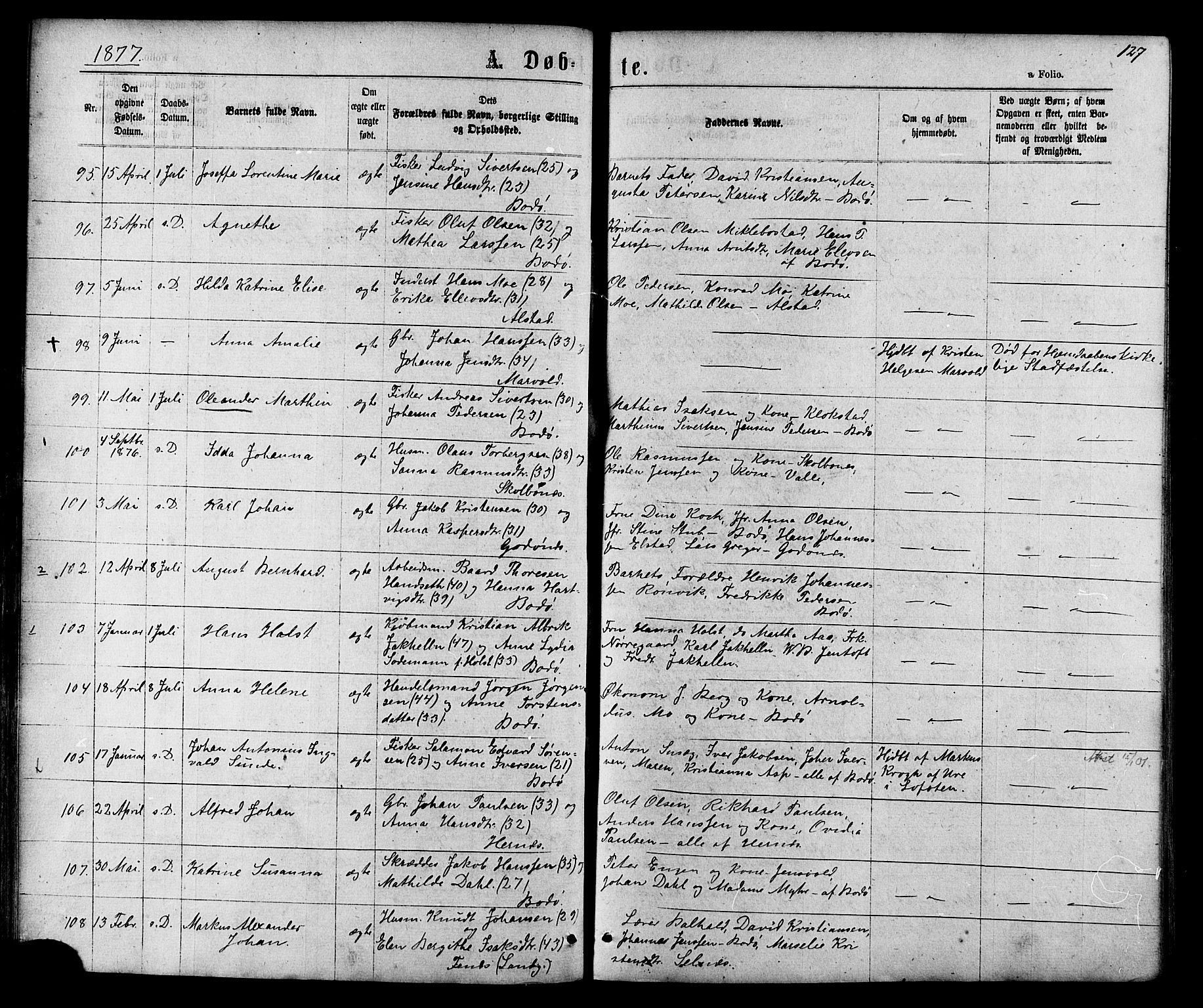 Ministerialprotokoller, klokkerbøker og fødselsregistre - Nordland, AV/SAT-A-1459/801/L0029: Parish register (copy) no. 801C04, 1868-1878, p. 127