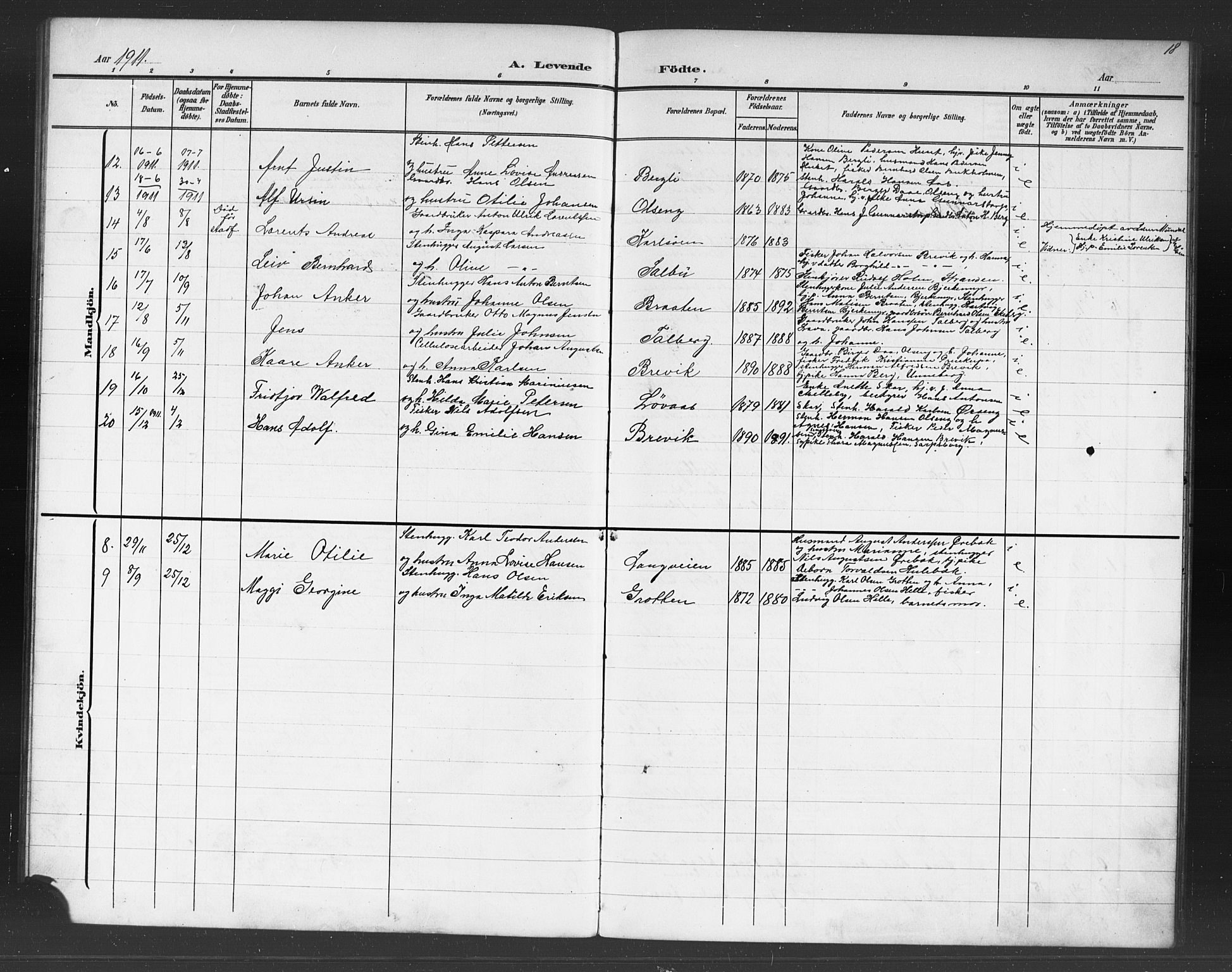 Skjeberg prestekontor Kirkebøker, SAO/A-10923/G/Gb/L0001: Parish register (copy) no. II 1, 1901-1919, p. 18