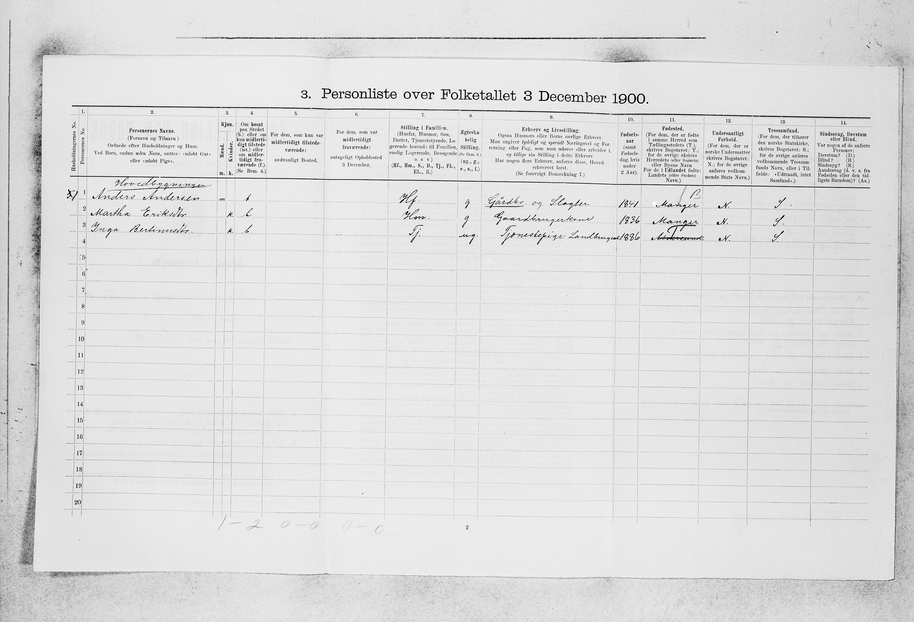 SAB, 1900 census for Alversund, 1900, p. 720