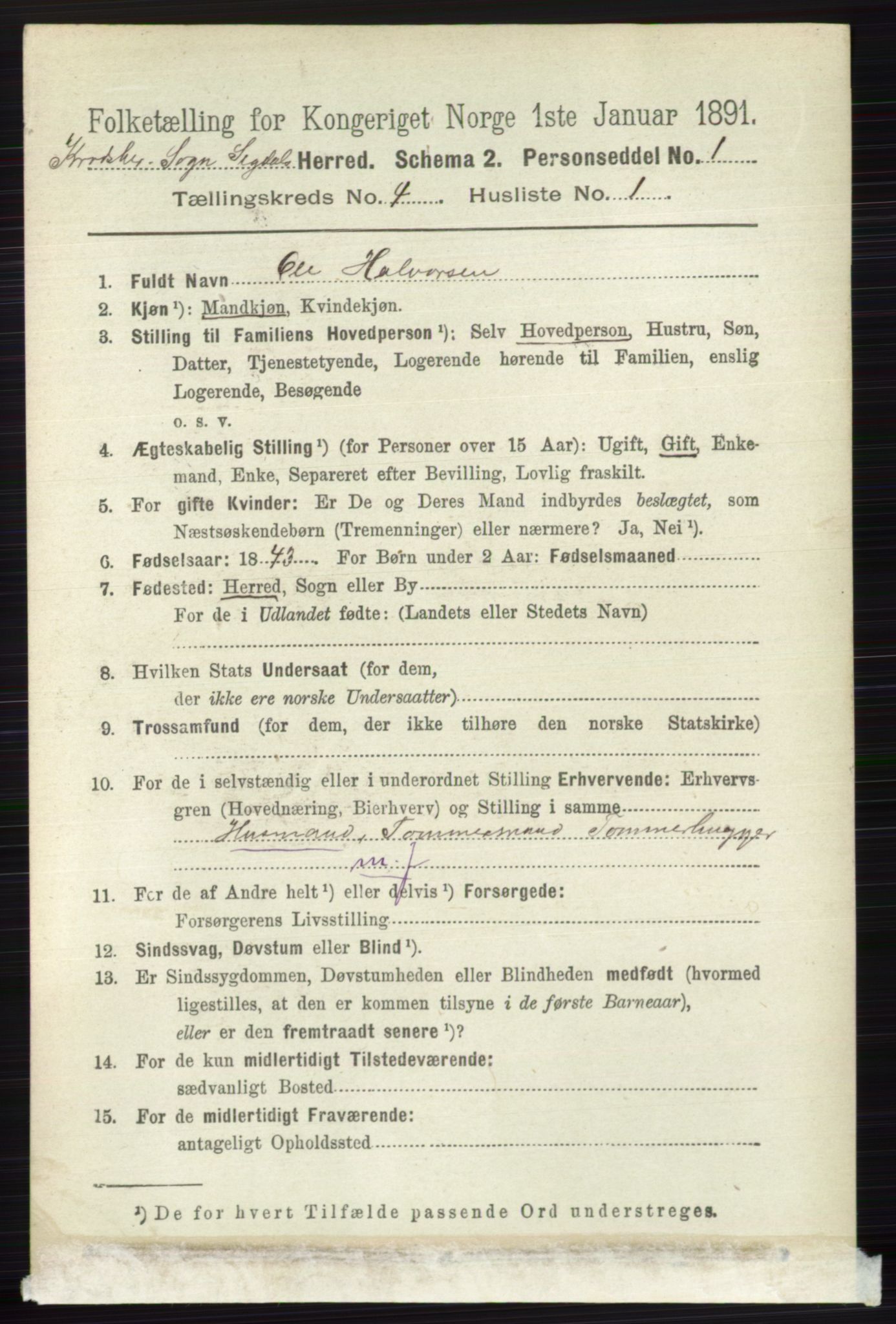 RA, 1891 census for 0621 Sigdal, 1891, p. 5996